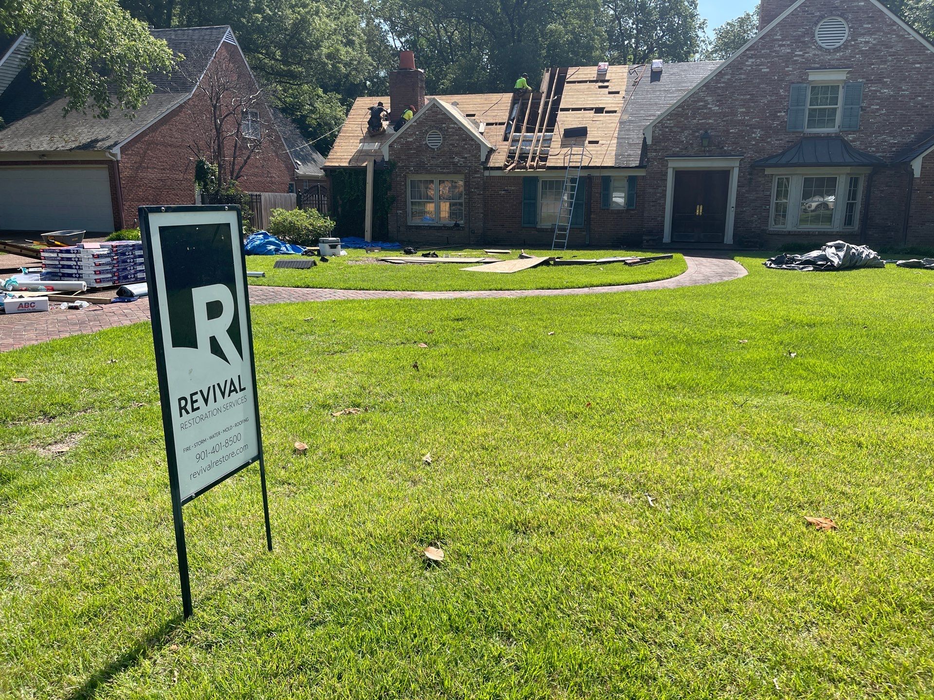 Full Roof Replacement with gutter upgrade after tree impact damage in East Memphis by Revival Roofing Services