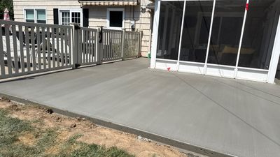 Broom finished concrete patio and sidewalk