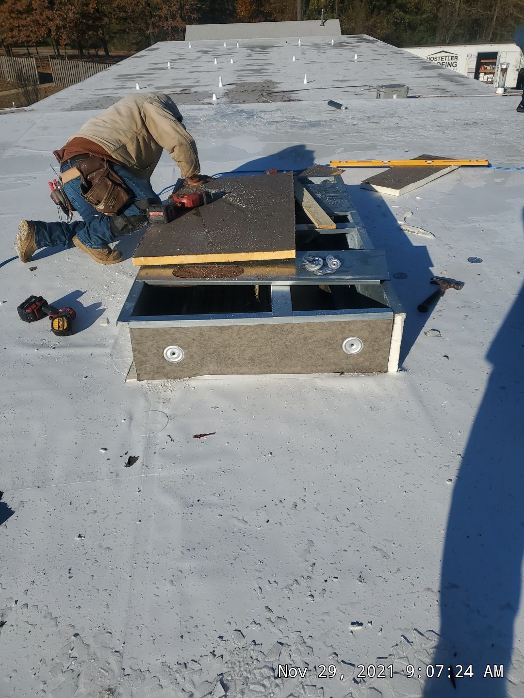 Commercial Roofing Installation using 50 mil PVC by Hostetler Roofing