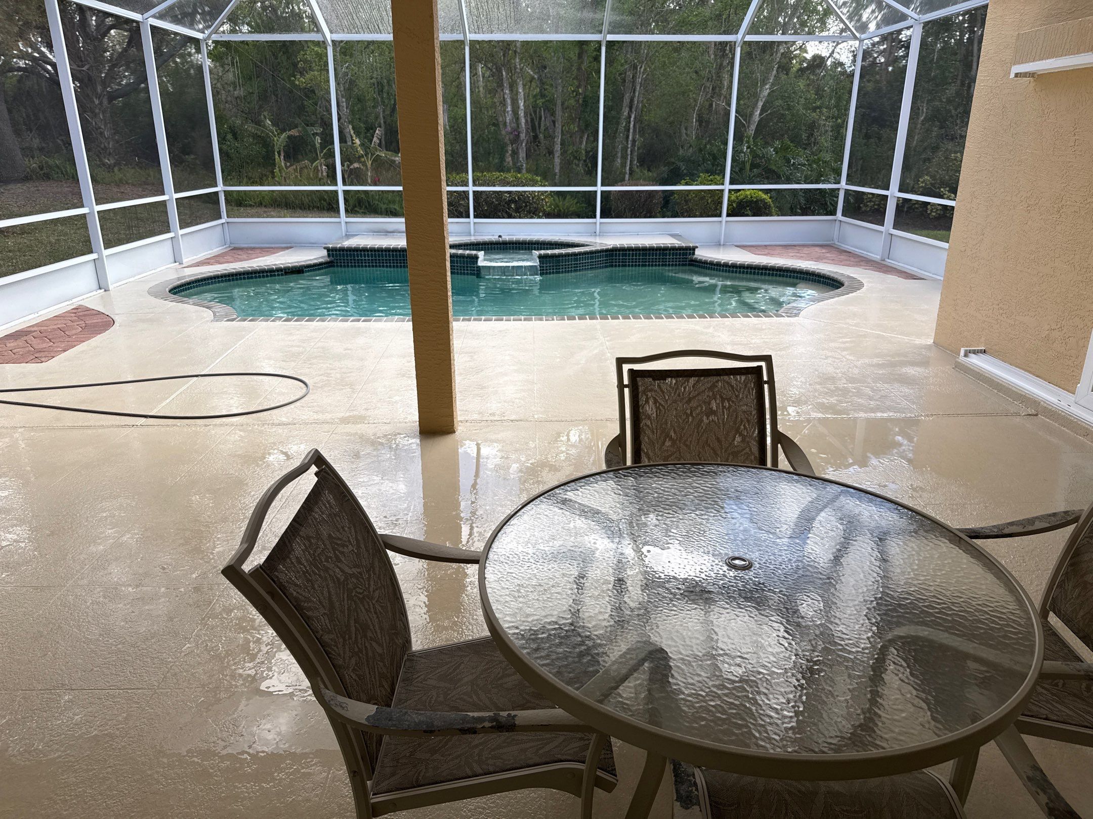 Painted Pool Deck, Pool Cage & Exterior Surface Cleaning in Creekwood – Bradenton, FL by Sunshine AquaWash