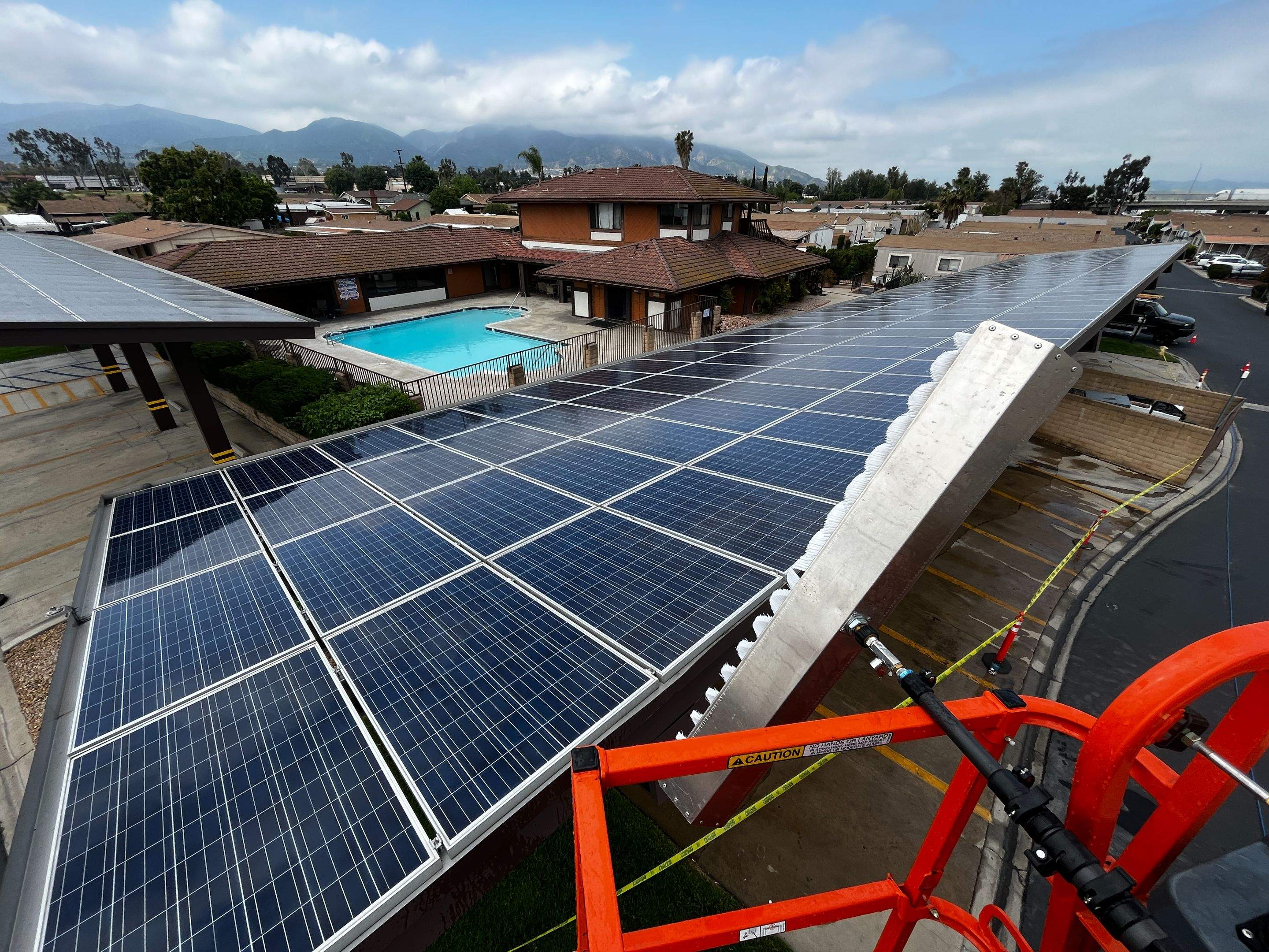 Carport Solar Panel Cleaning in Rowland Heights by Palm Coast Solar Cleaning