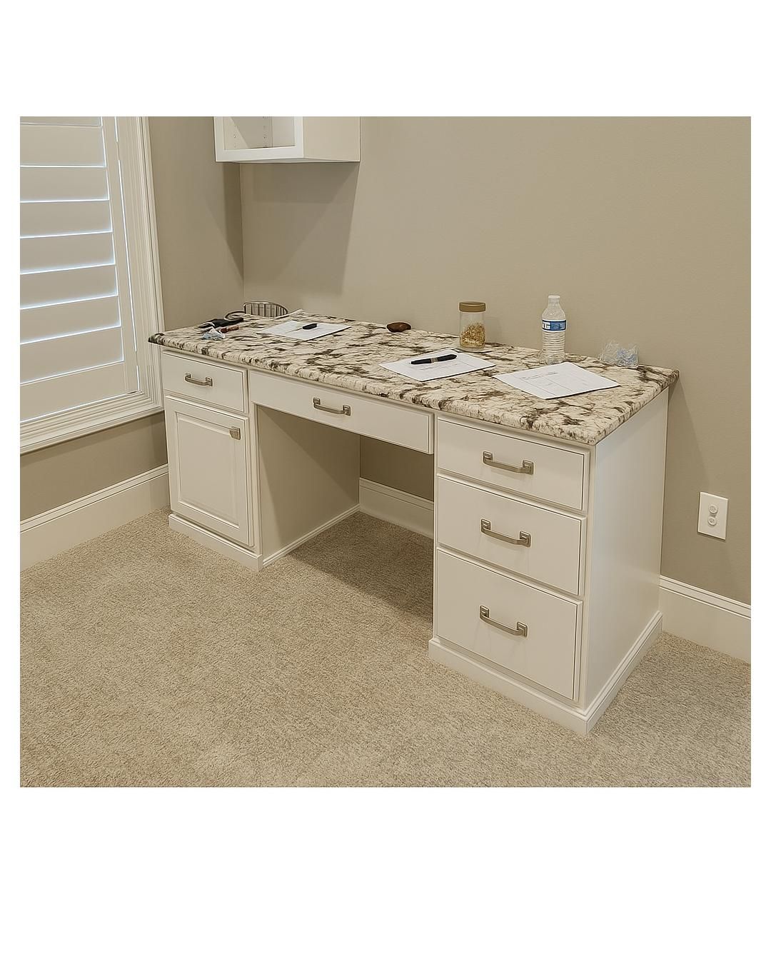 Closet transformation to coffee nook with custom shelves and LED lighting. by Crm Services Llc