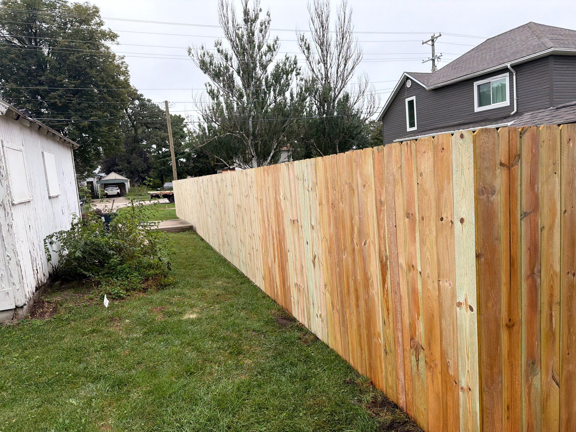 Custom Wood Privacy Fence and Black Chain Link Gate in Independence by Perfect Picket Fence and Stain