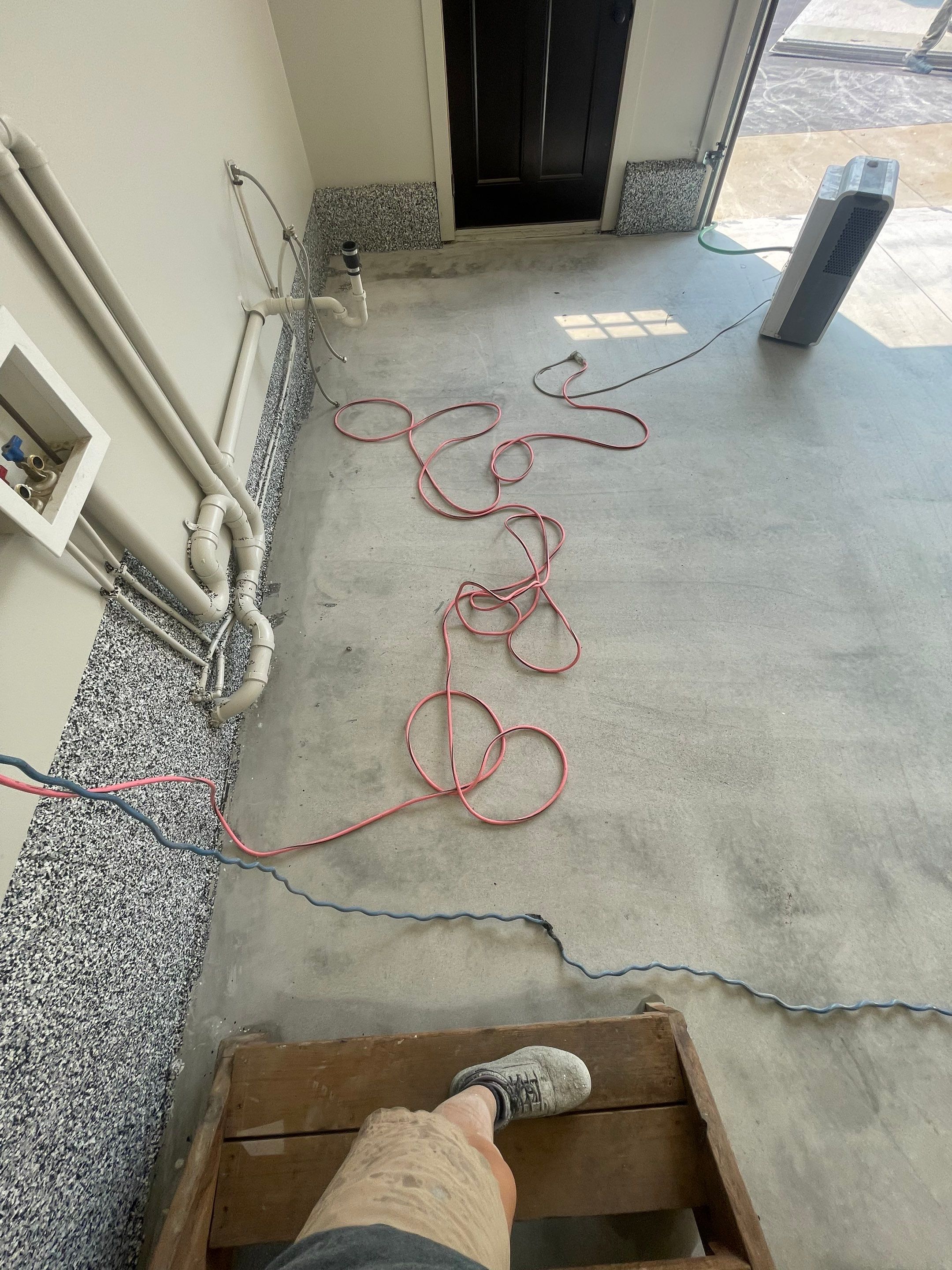 Domino Flake Floor Coating and Crack Repair in Chancellor by Select Painting, Coatings & Garage Cabinets