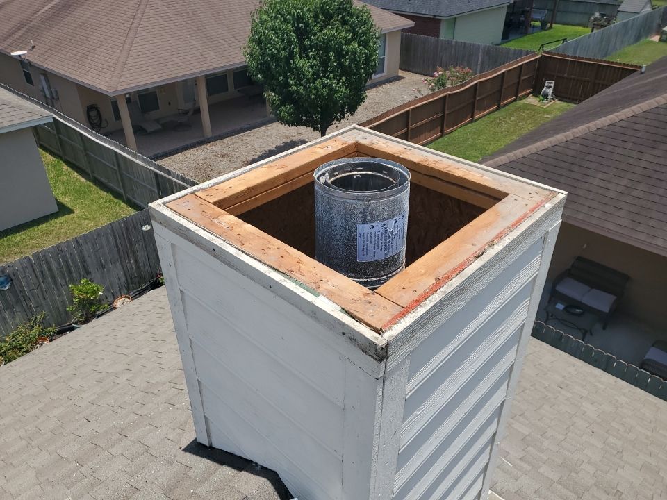 Chimney Cap Replacement using Custom Fabricated Stainless Steel by Lighthouse Roofing
