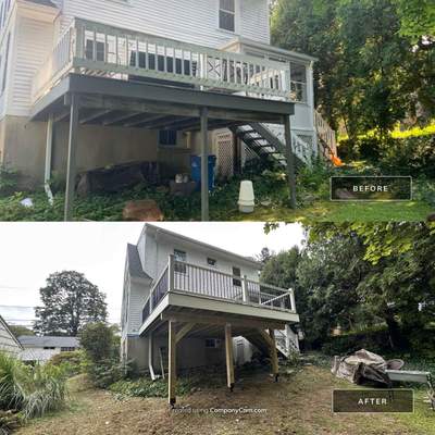 Deck Replacement Using Trex Lineage Jasper, Transcend White Railings