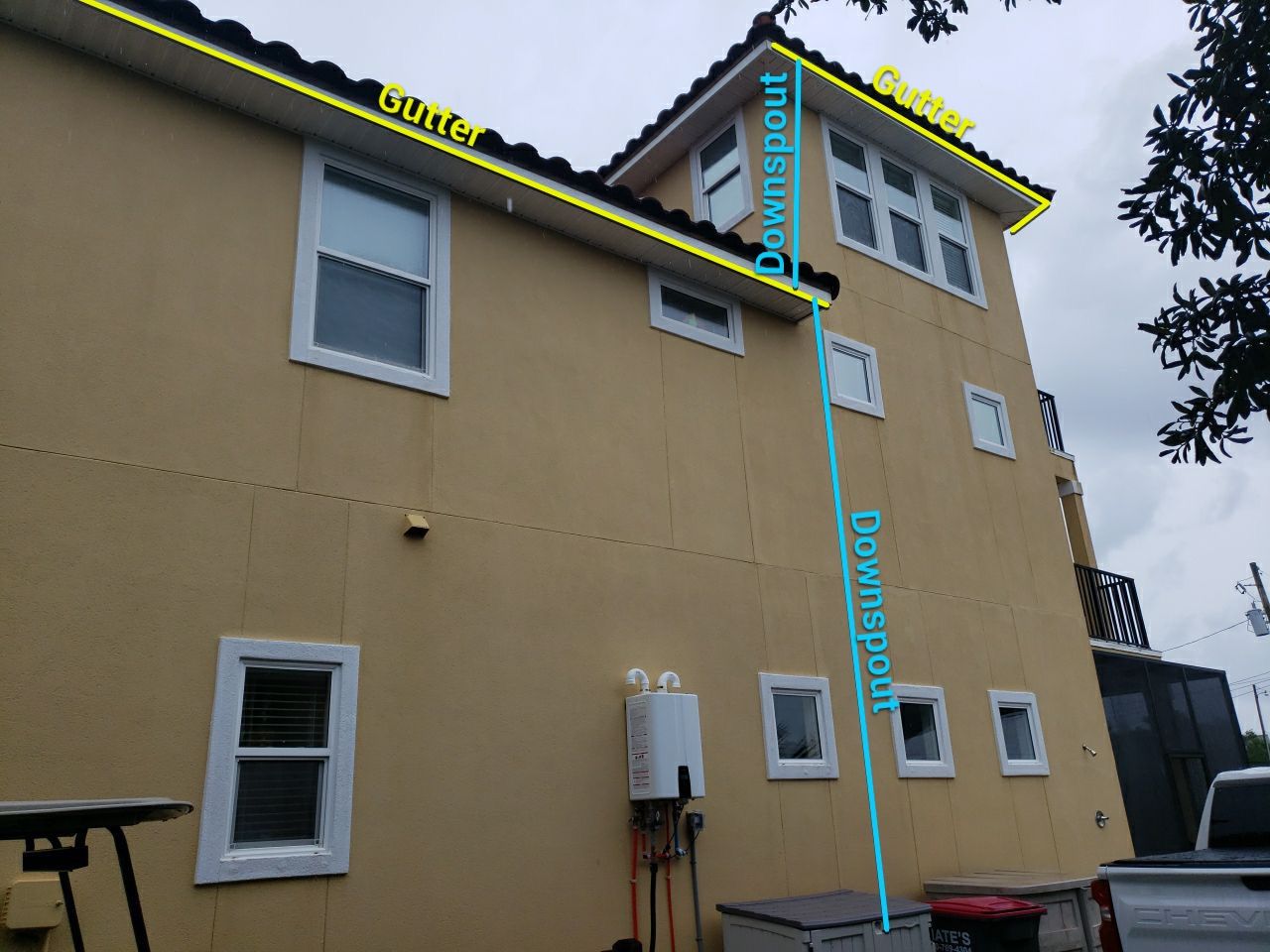 Three-Story Home Gutter Installation using K-Style Seamless Gutters by Gutter Professors