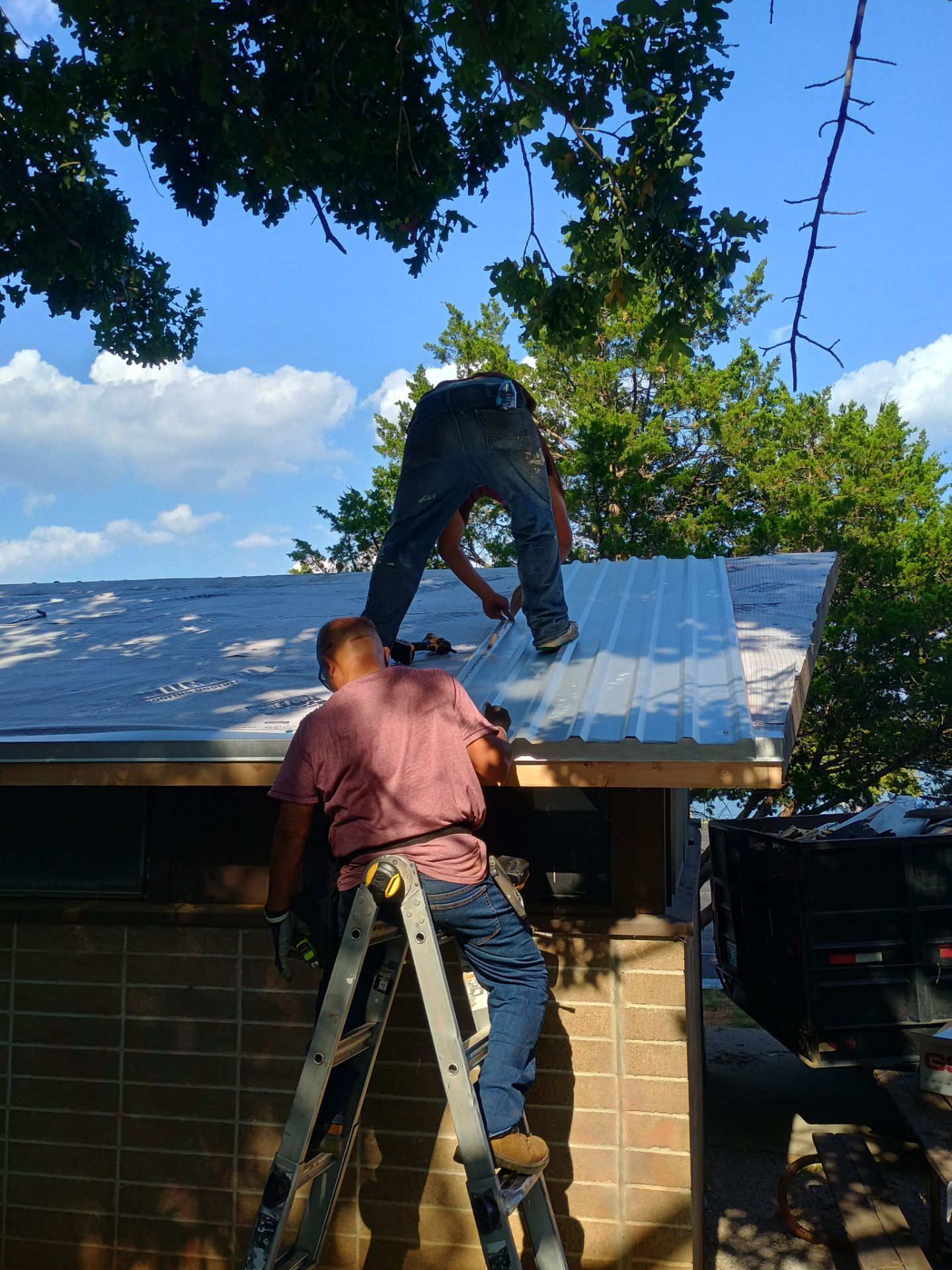 Metal Roof Replacement for Public Park Facility in Sulphur by BANA Roofing and Solar Supply