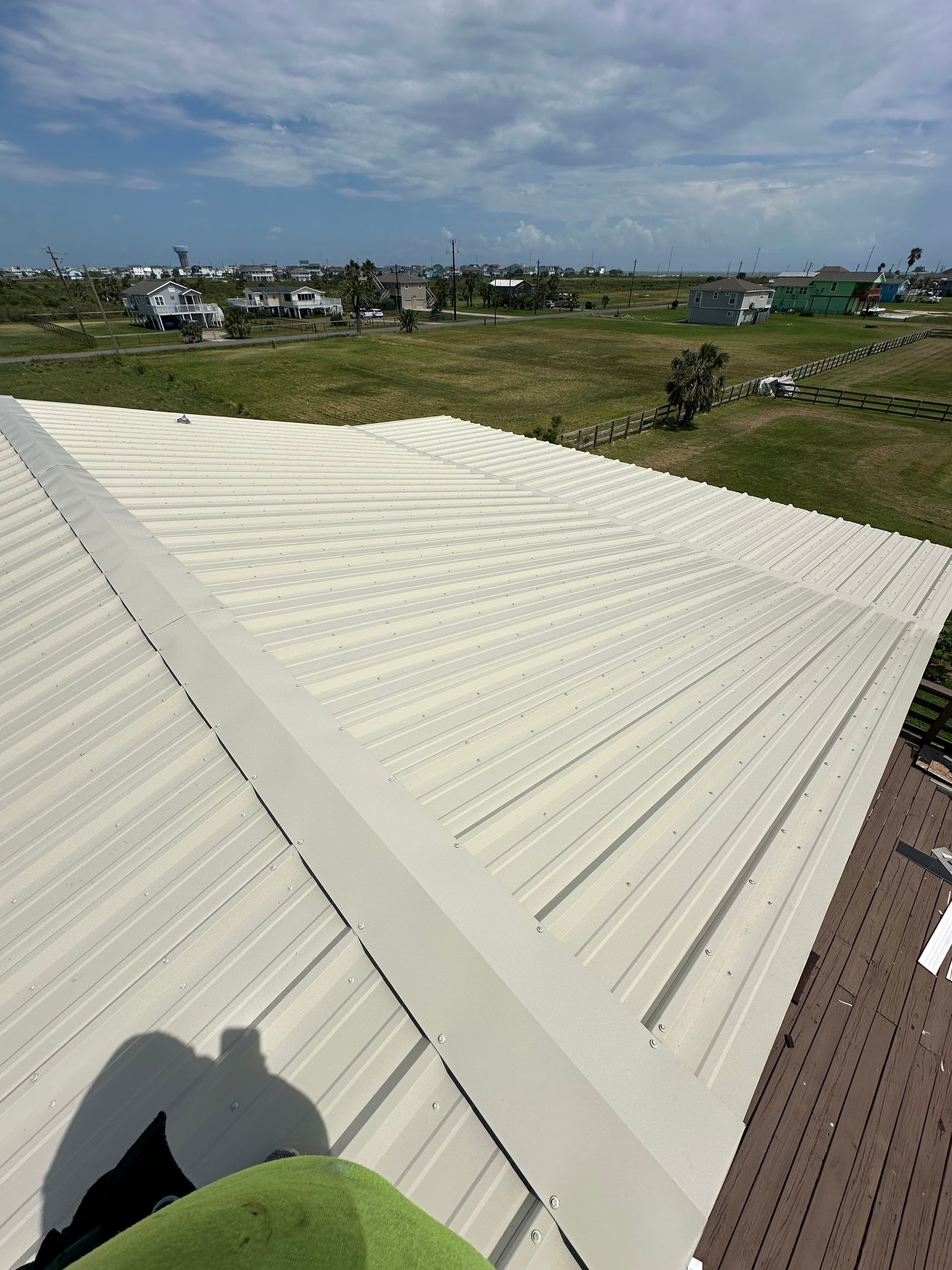 Residential Roofing Installation using R-Panel Metal Roofing on Galveston Island by Core Four Roofing