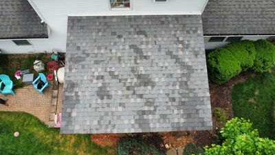 Residential Porch Roof Install - Atlas Pinnacle Pristine Shingle - Color Weathered Wood 