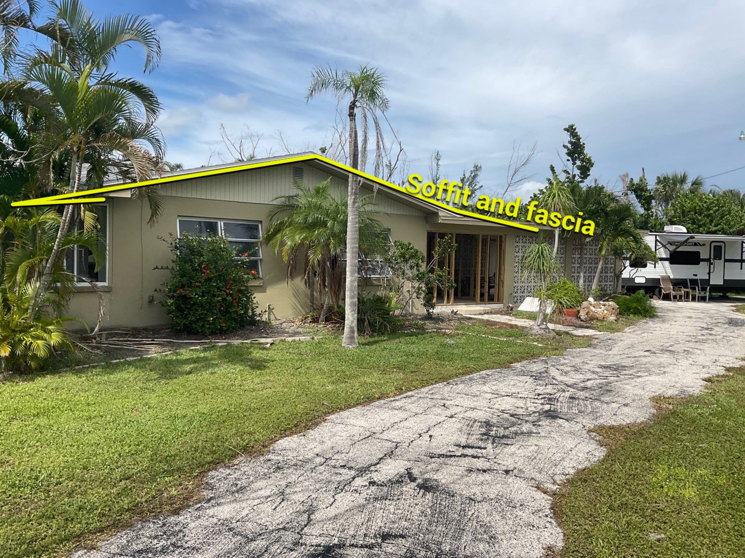 White Vinyl Soffit and Fascia Installation in Sanibel FL by Gutter Professors