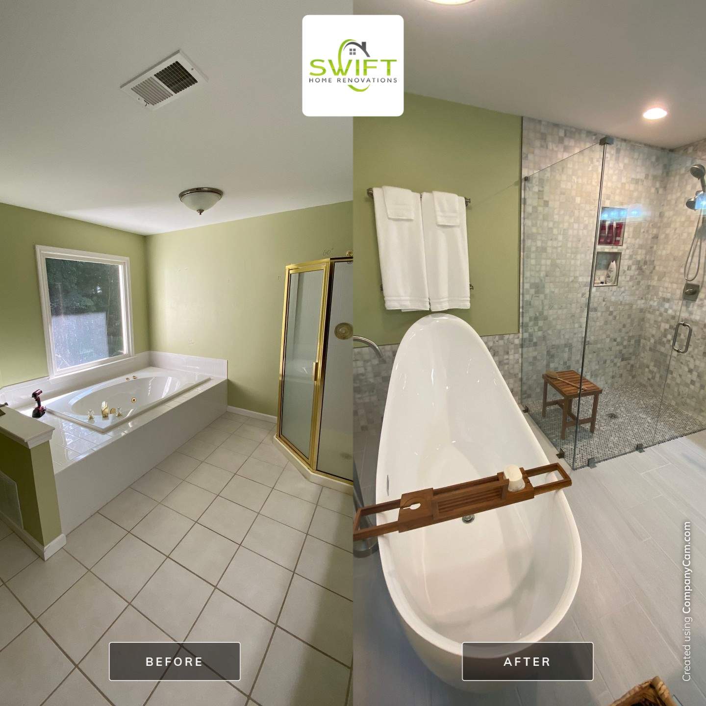 Master Bathroom Remodel with Freestanding Tub and Walk-In Shower in Kennesaw by Swift Home Renovations