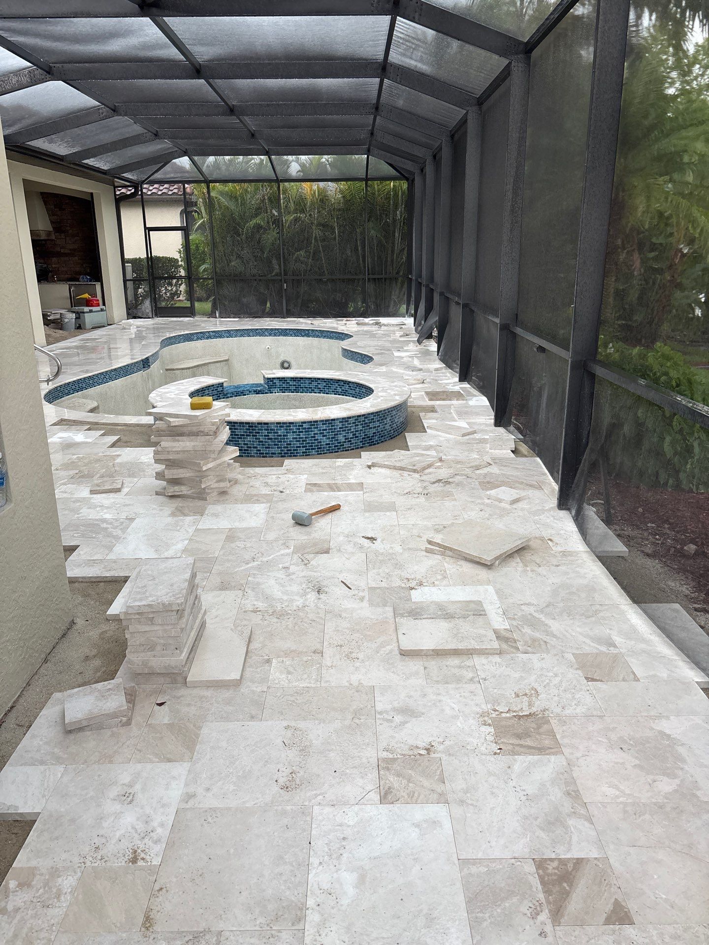 Textured Marble Pool Deck - Bonita National Golf & Country Club by Old Town Pavers Llc