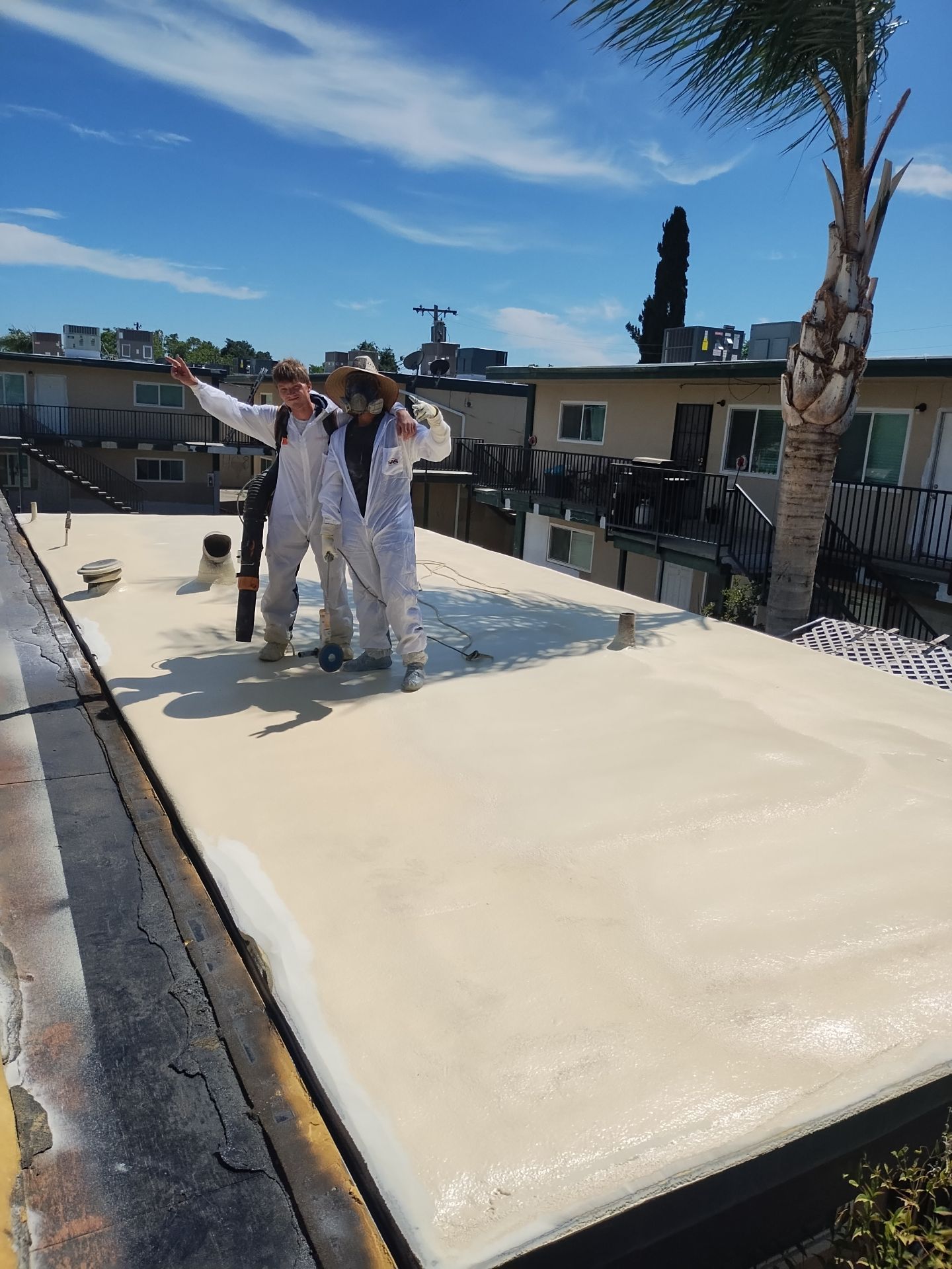 Foam Refurbish using General Coatings acrylic coatings and spray foam by Straight Edge Roofing Inc