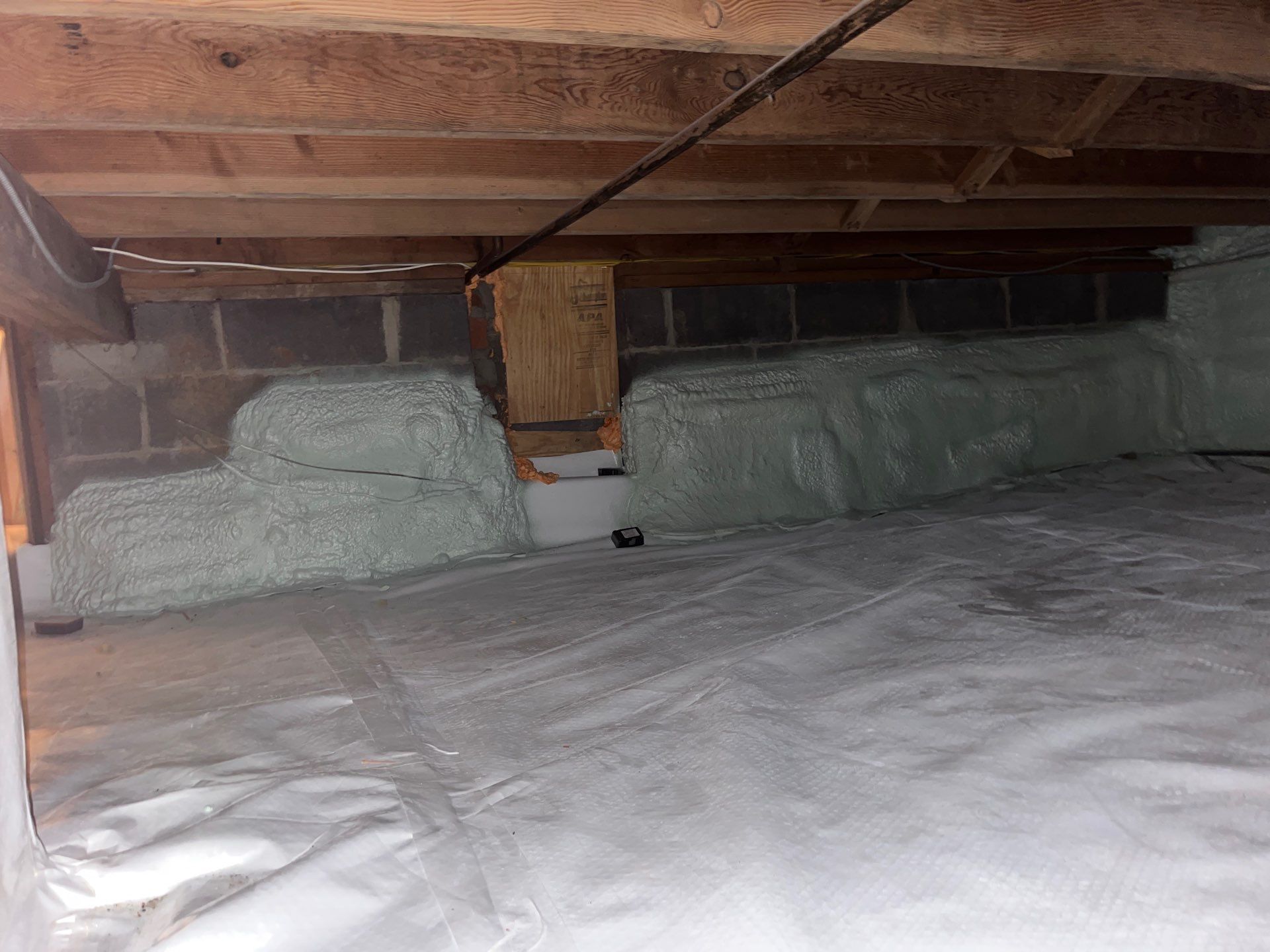 Basement Exterior Walls using Crawl Space Liner by NYS Foam & Energy