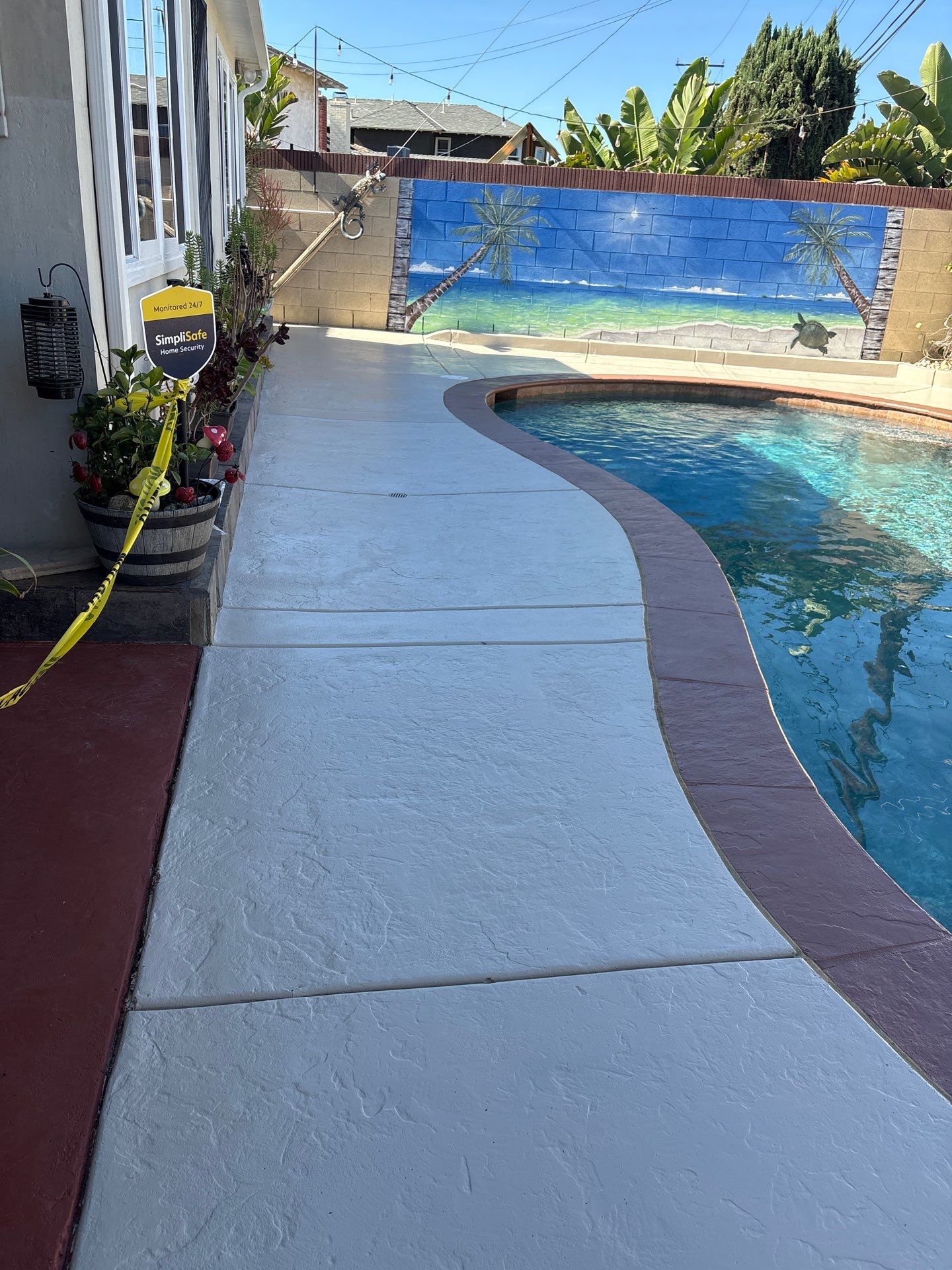 Sandblast & Staining Pool Deck In by La Power Washing Inc