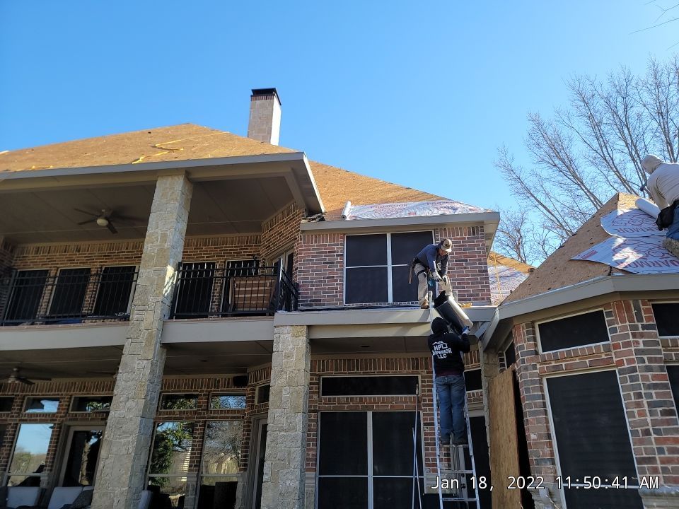 Insurance Claim Roof and Gutters using Owens Corning - Duration- Estate Gray -New Gutters - Exterior paint by Tex-Line Roofing