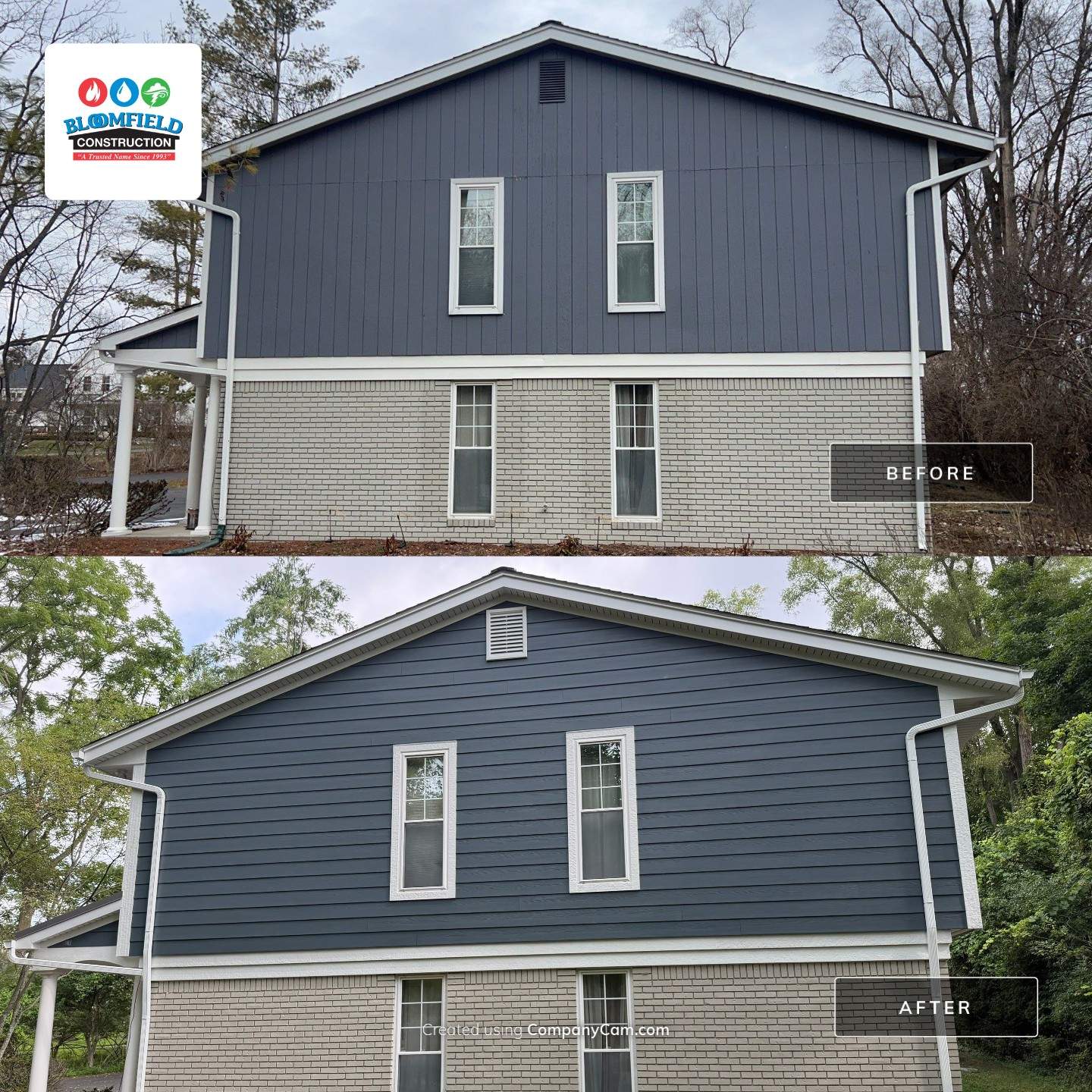 James Hardie Siding Replacement & Metal Roof by Bloomfield Construction & Restoration