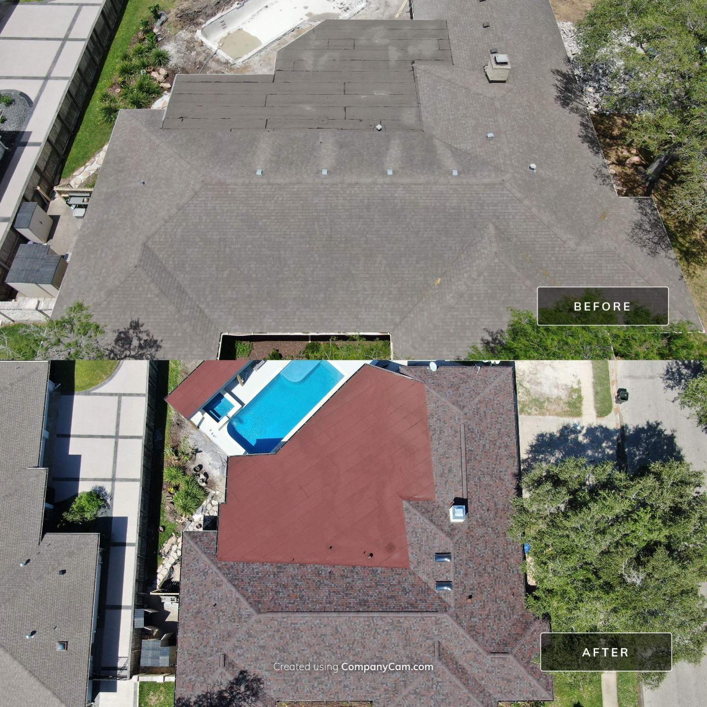 Beautiful pool side build by Bayfront Roofing and Construction