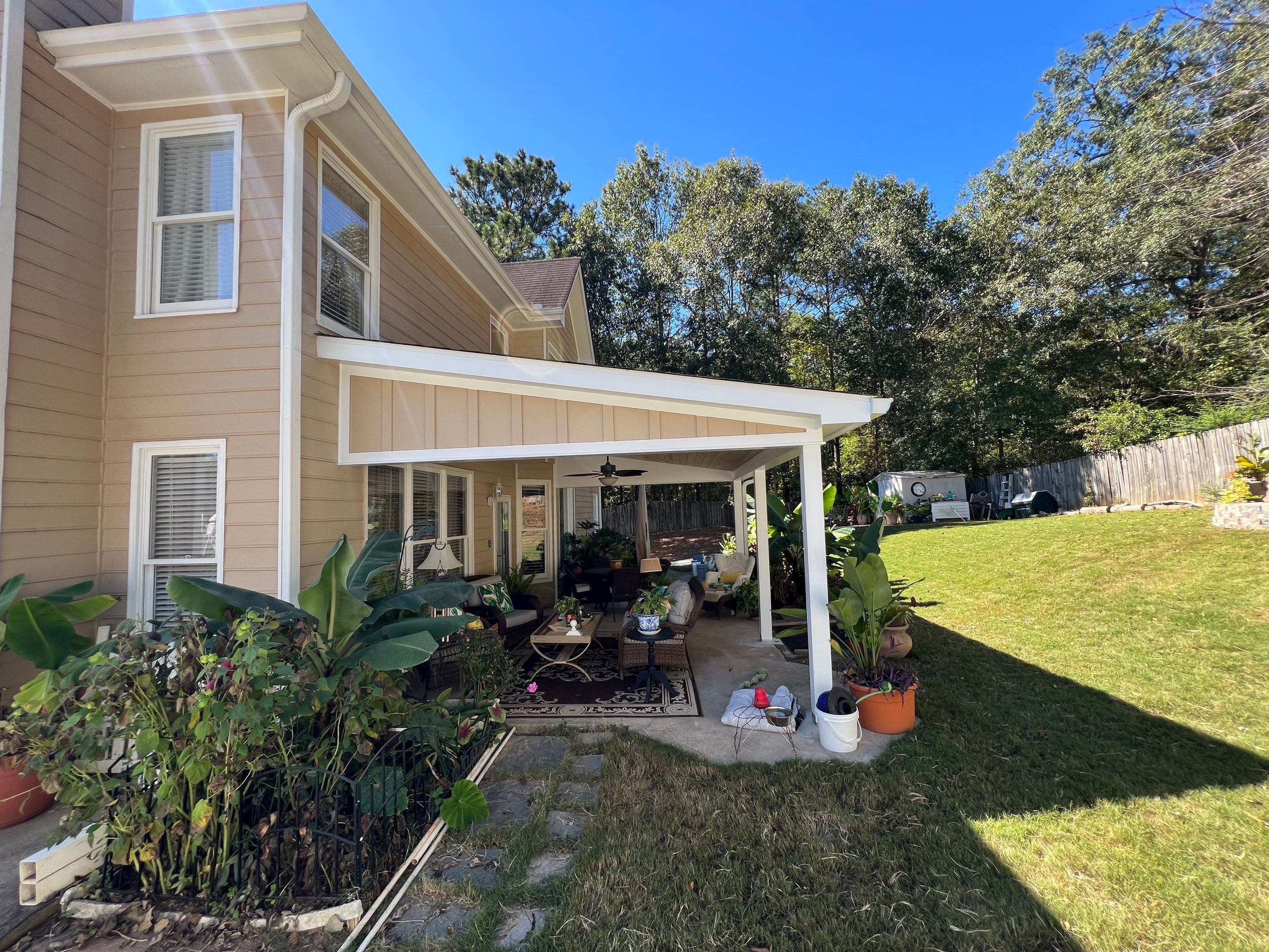 Custom Covered Patio and Shed Roof Installation in Ellenwood by Swift Home Renovations