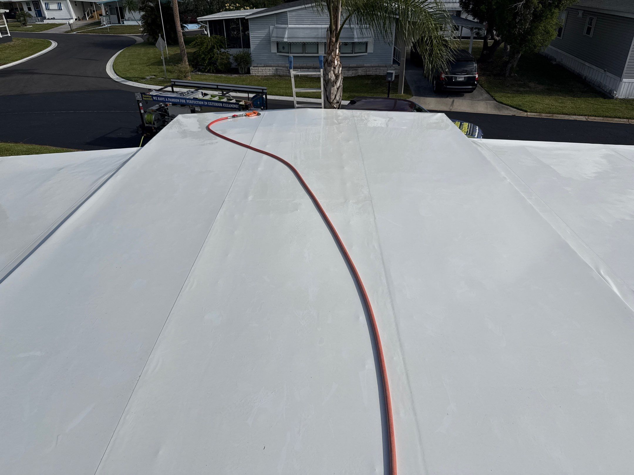 Mobile Home Soft Wash & TPO Roof Cleaning in Leisure Lake Mobile Home Park – Palmetto, FL by Sunshine AquaWash