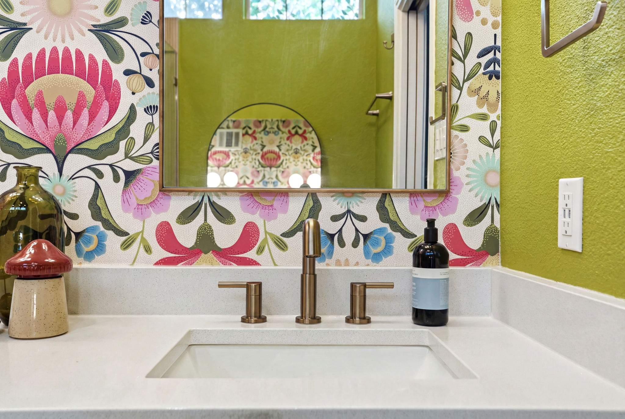 Bold & Colorful Bathroom Remodel | Custom Shower & Statement Wallpaper | San Antonio by Legacy Bath and Kitchen