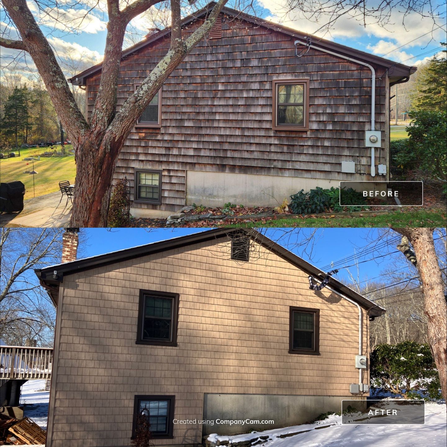 Cedar siding update with Cert. Cedar Impressions D/7 Perfection, Straight Bottom, Natural Blend by DiGiorgi Roofing and Siding Inc