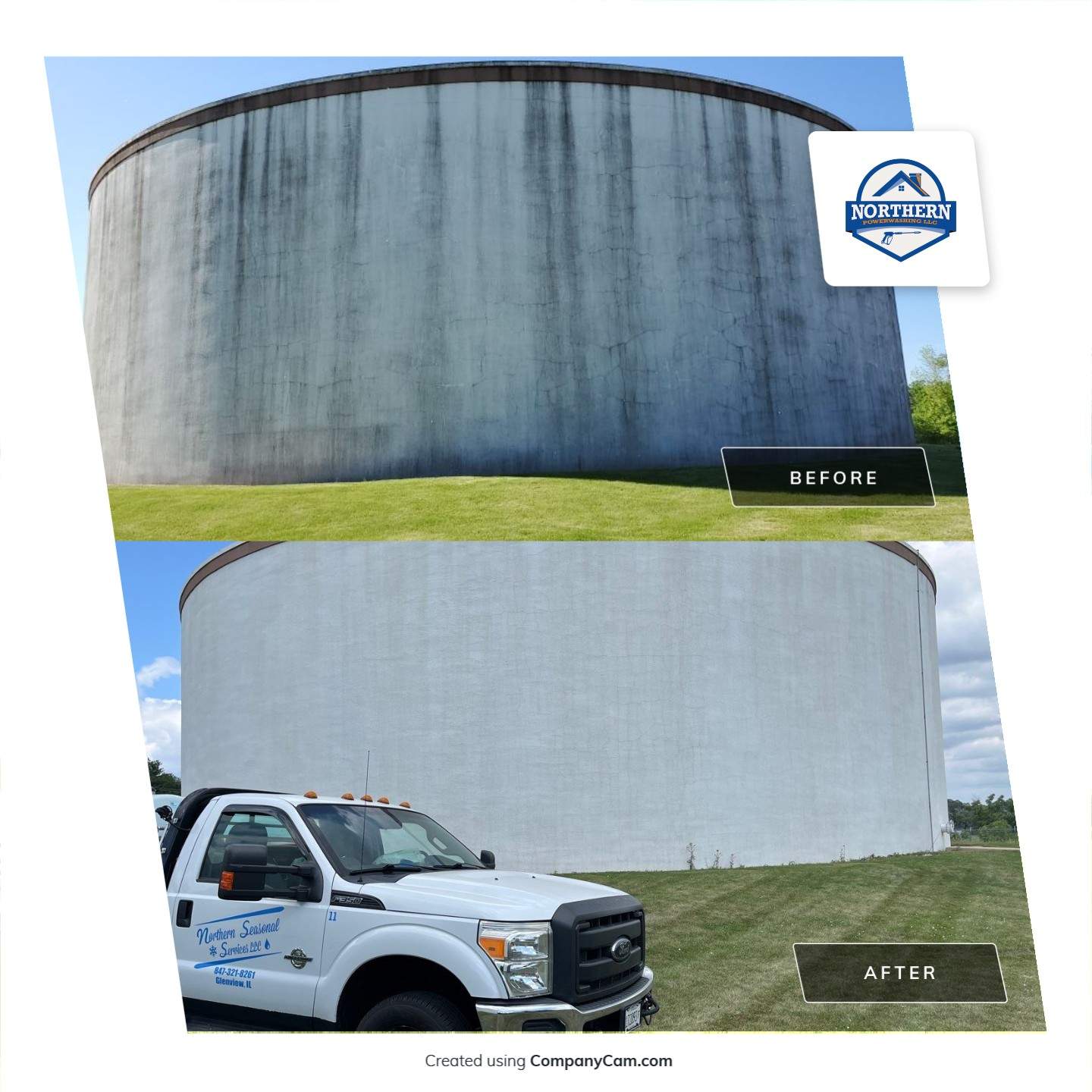 Water tank cleaning by Northern Power Washing LLC.
