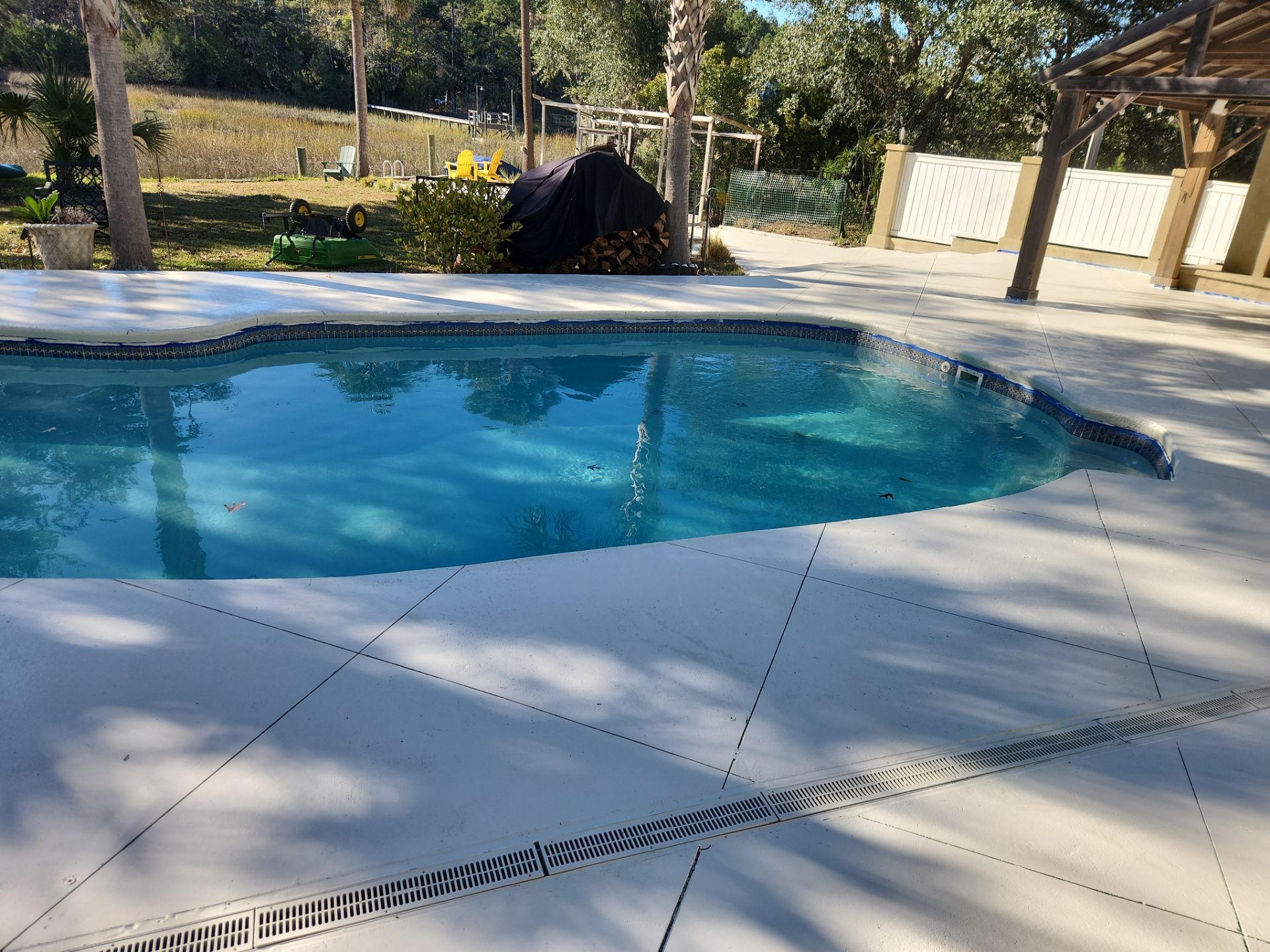 Concrete Pool deck with AcryFin by DuraSeal