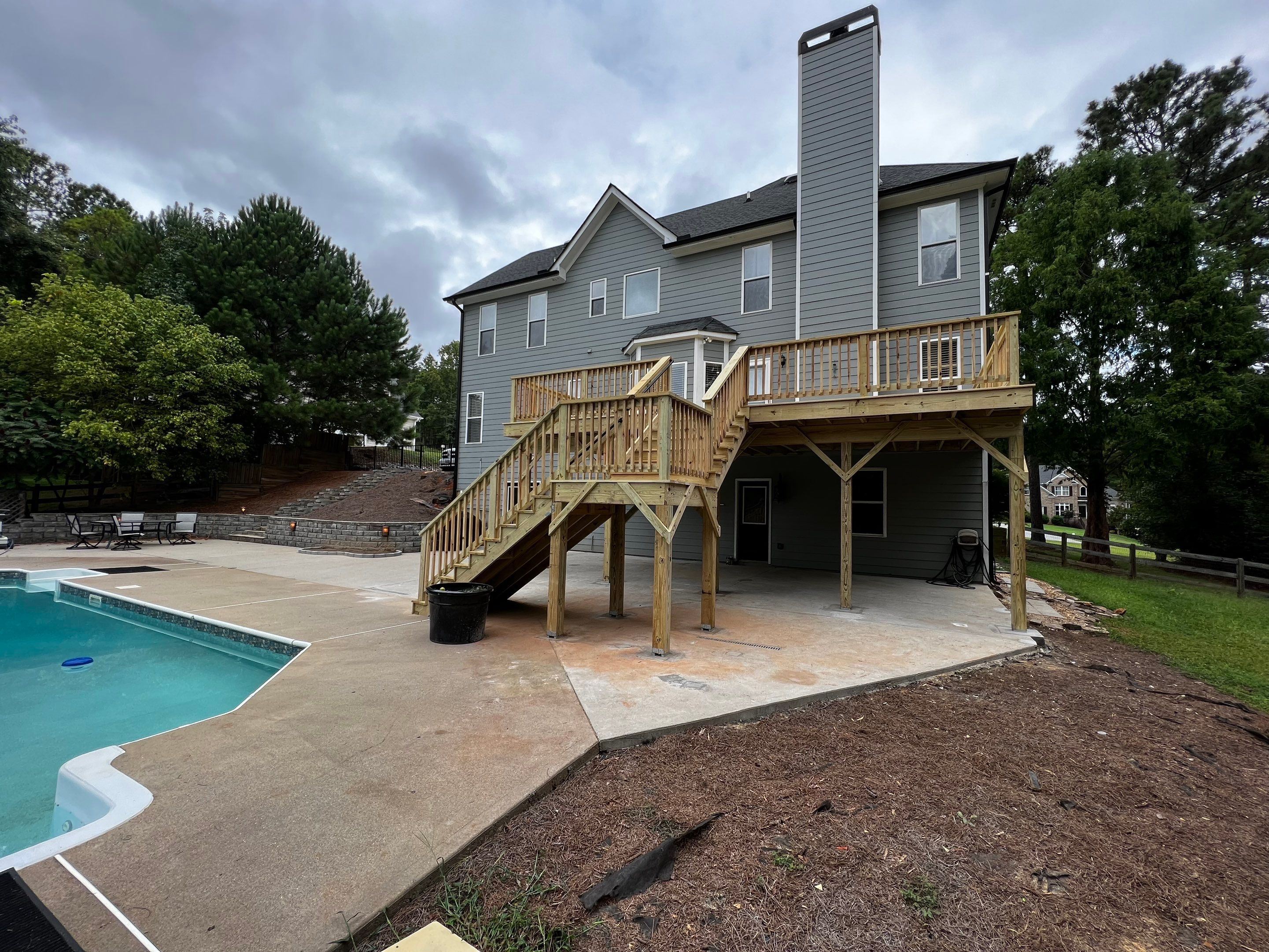 Elevated Pressure-Treated Wood Deck Replacement in Cartersville Georgia by Swift Home Renovations