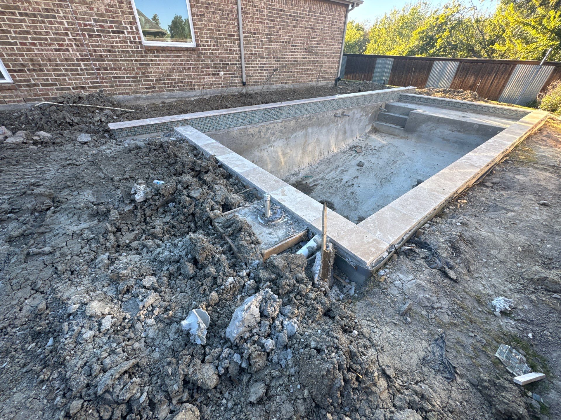 Contemporary Rectangular Pool with Travertine Coping by Pinnacle Pools and Spas - DFW