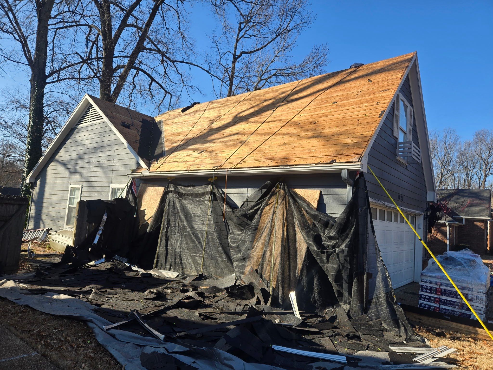 Asphalt Shingle Roof Replacement and Decking Repair in Bartlett by Revival Roofing Services