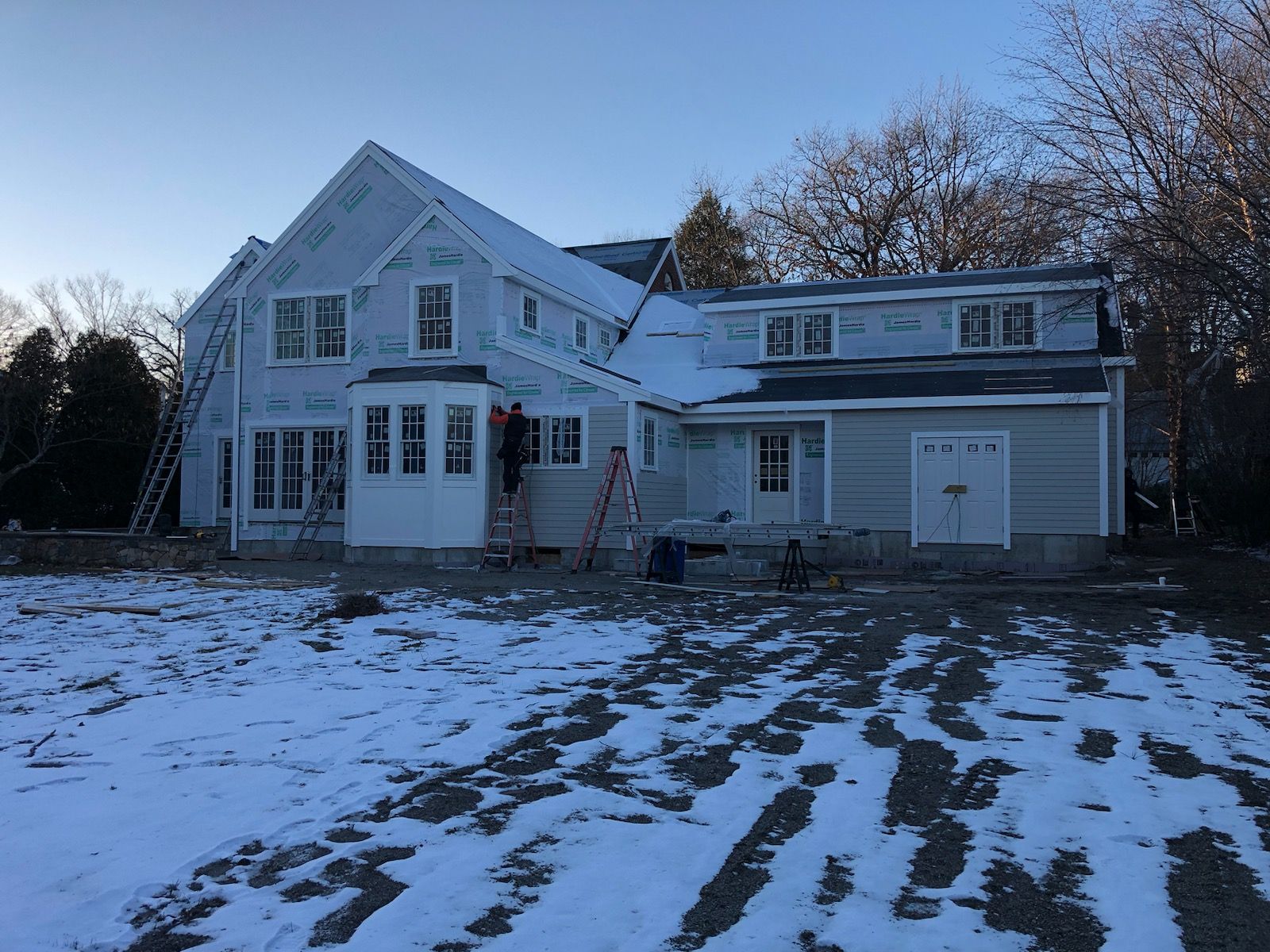 Siding on new construction in Brookline, MA by UBrothers Construction