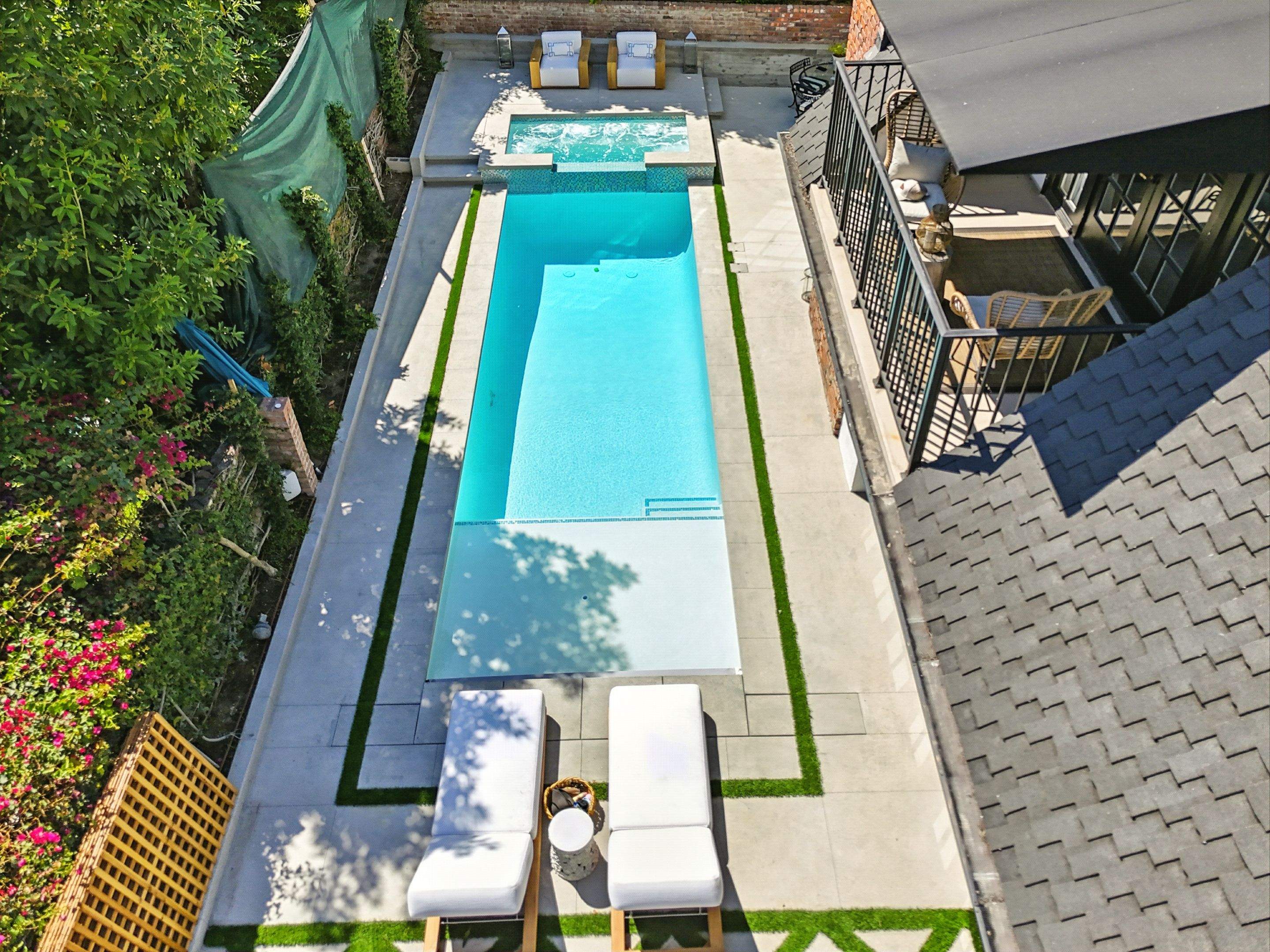 New Pool & Spa With Concrete Deck Work & Fire Place  by Lax Home Inc 