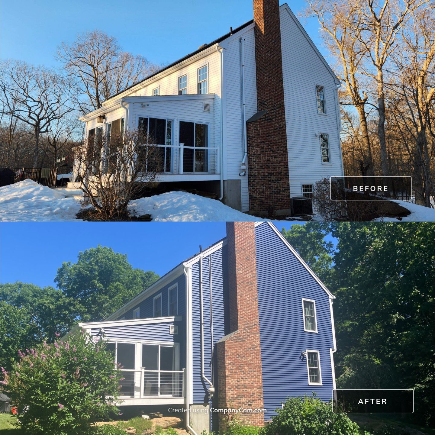 Siding facelift with Cert Monogram D/4 x16'8" clapboard, Midnight Blue & Cert Monogram D4x25' clapboard, Midnight Blue by DiGiorgi Roofing and Siding Inc