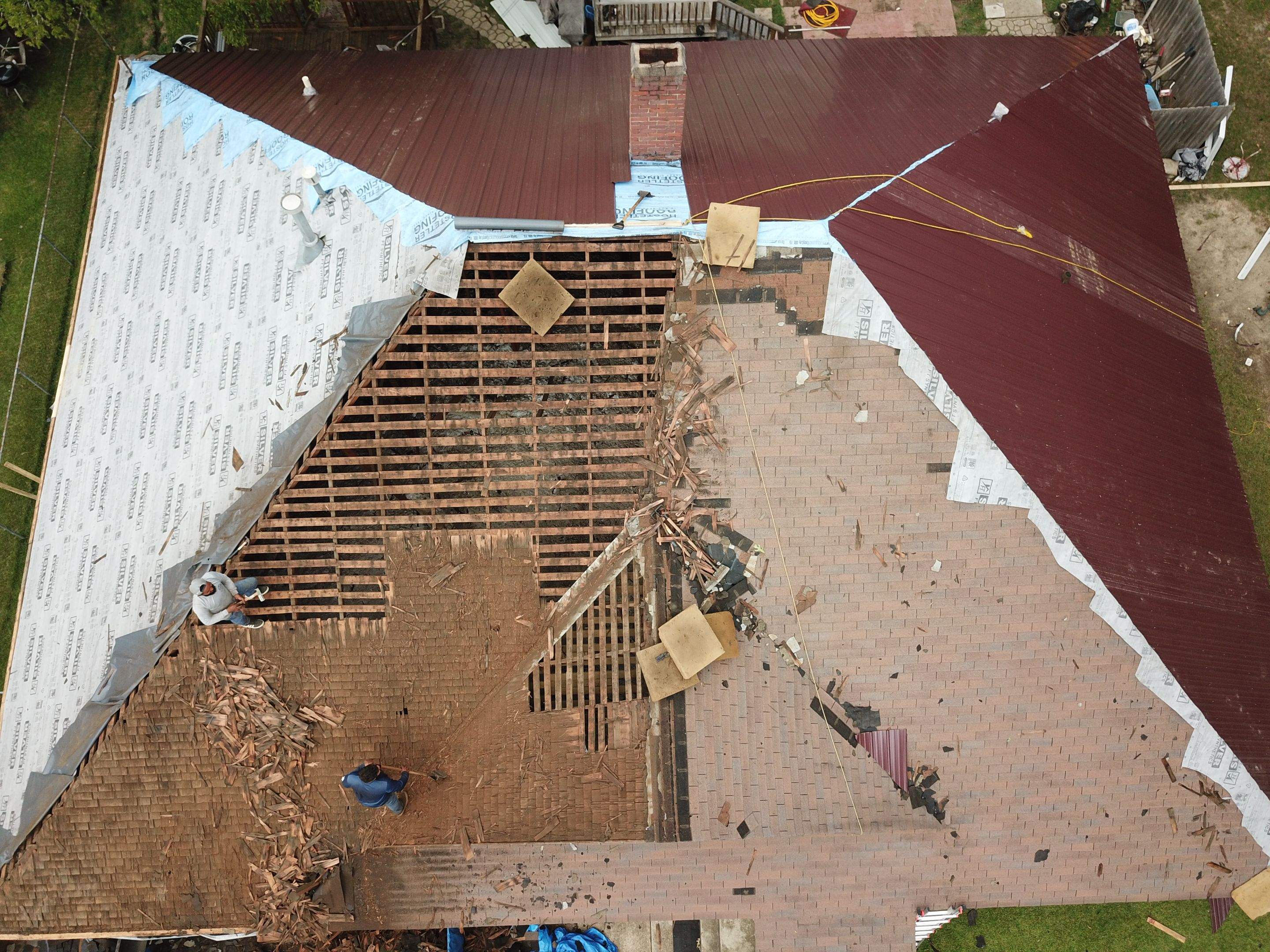 Residential Metal Roof Replacement using Reed's Metals: Colored Residental Panel (Burgundy) by Hostetler Roofing