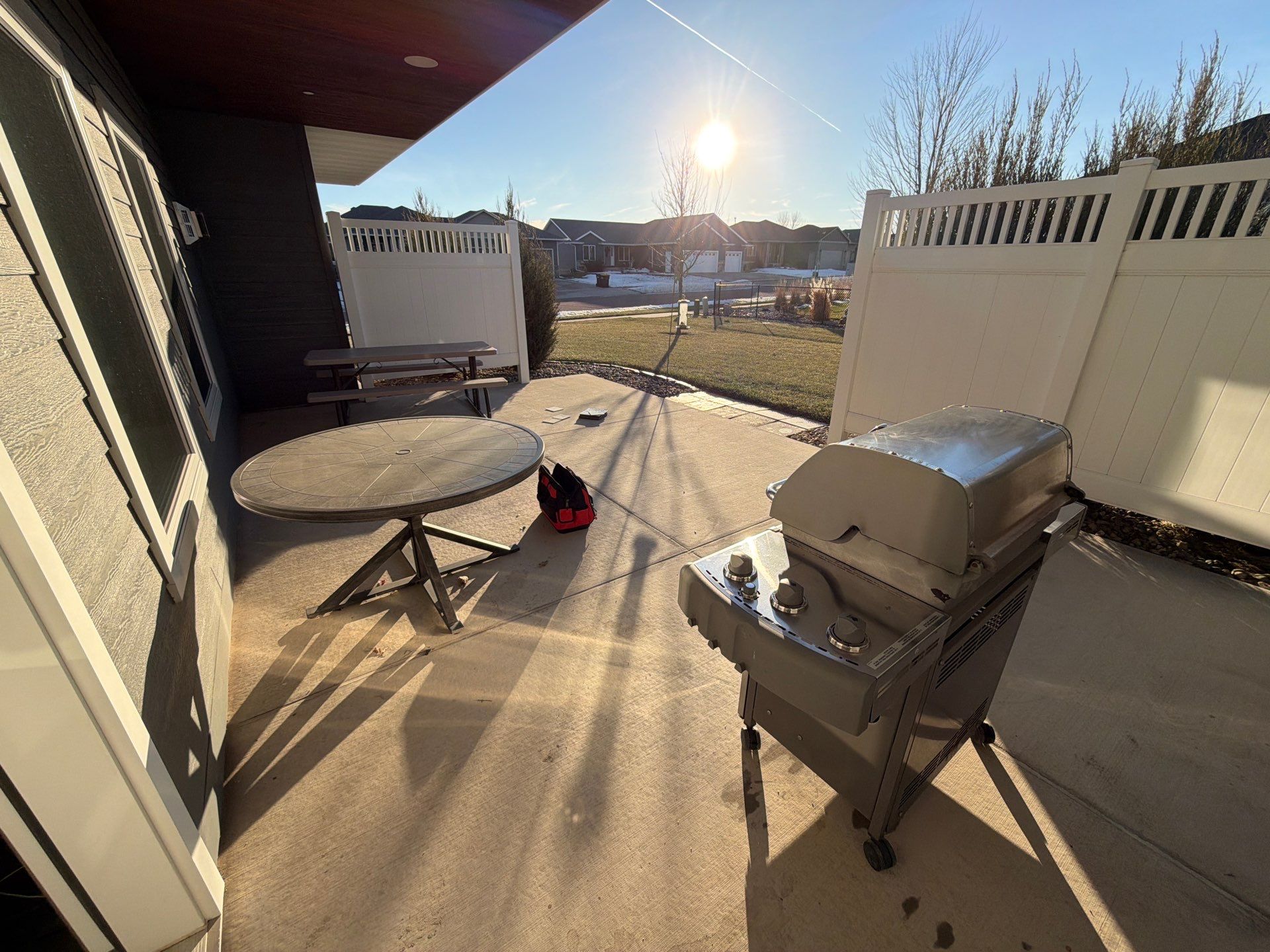 Polyurea Patio Floor Coating in Starry Evening for Sioux Falls Home by Select Painting, Coatings & Garage Cabinets