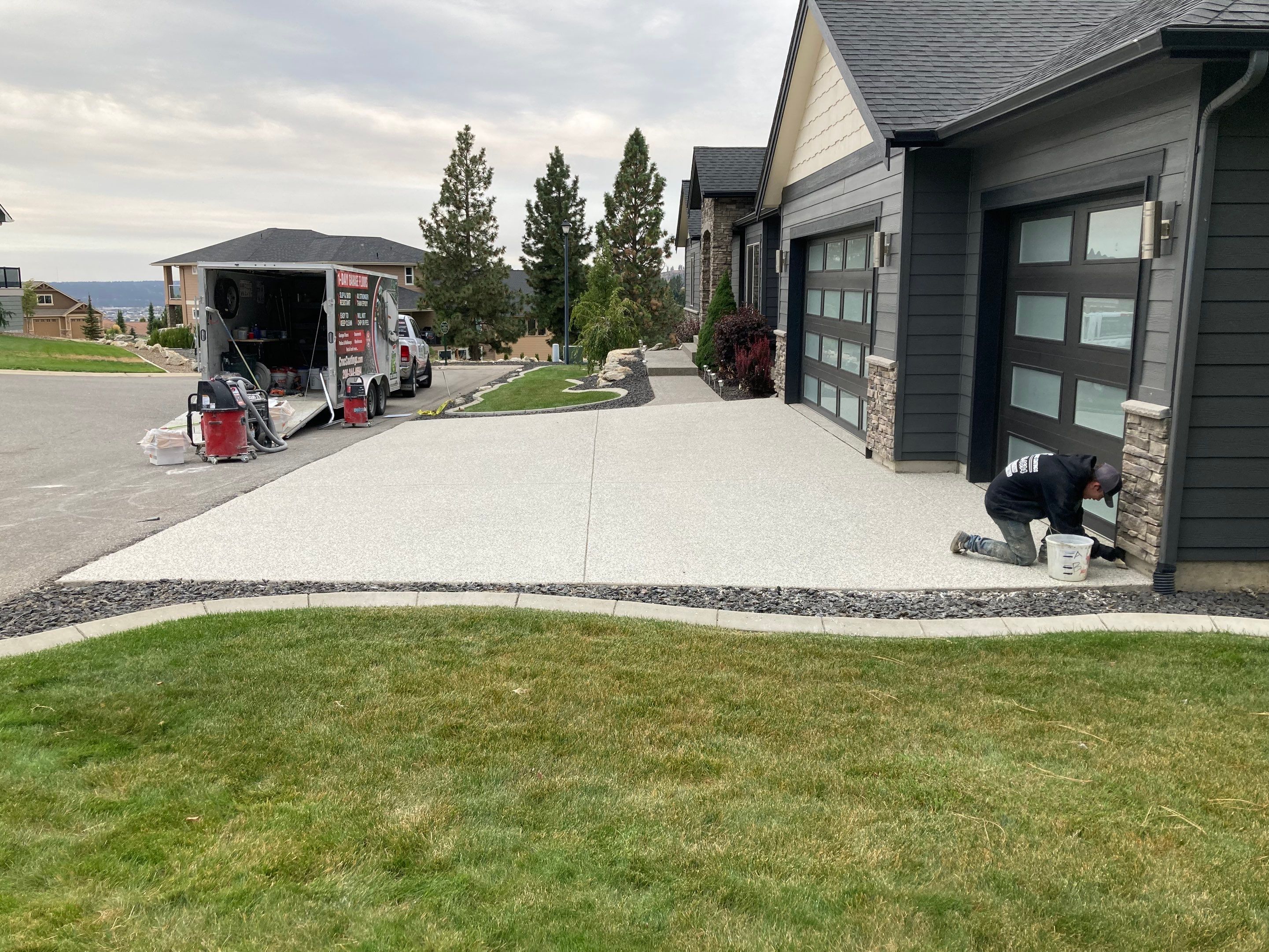 Driveway Transformation using Mediterranean Colorway by Croc Coatings, LLC