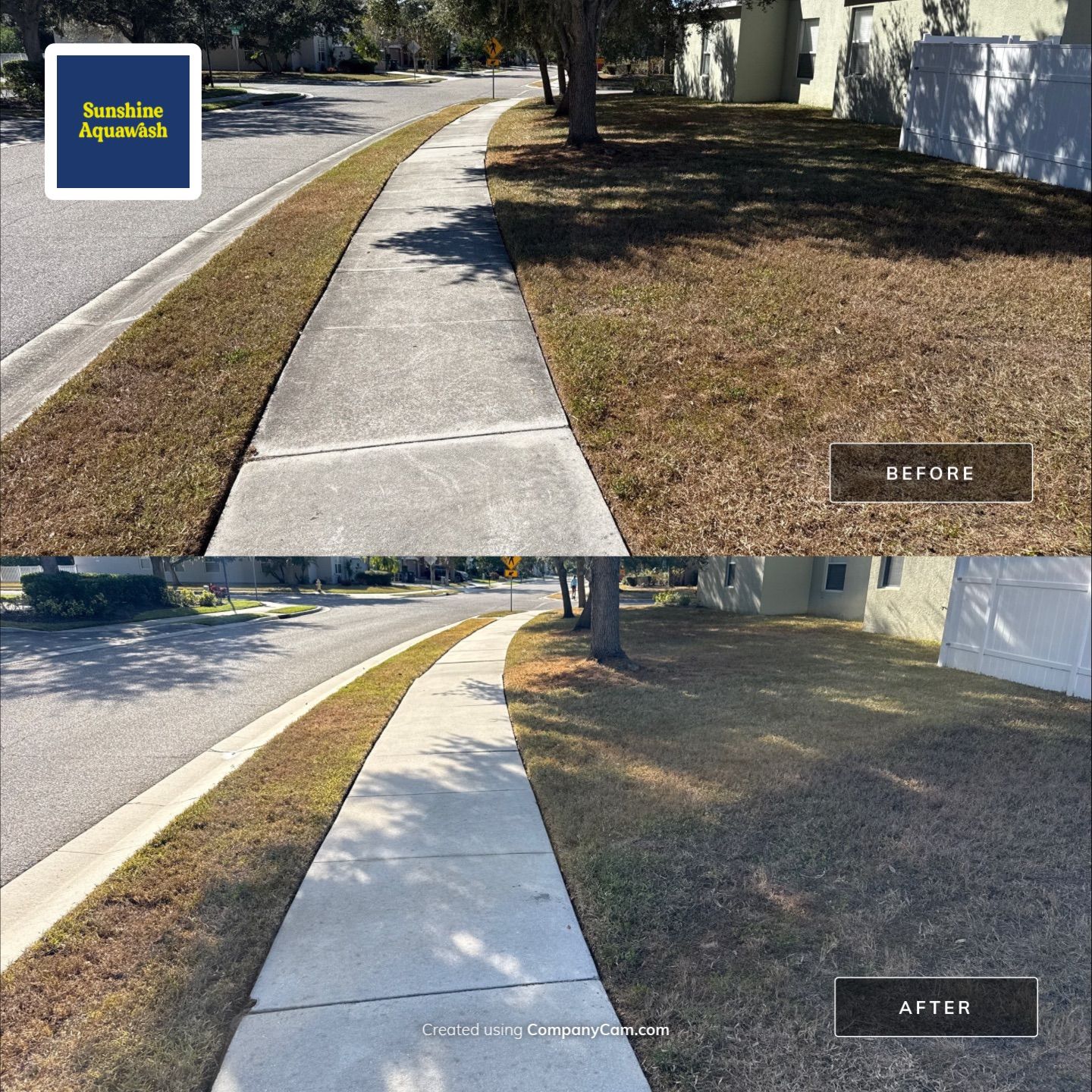 Driveway & Sidewalk Cleaning Transformation | Kingsfield Lakes, Parrish FL by Sunshine AquaWash