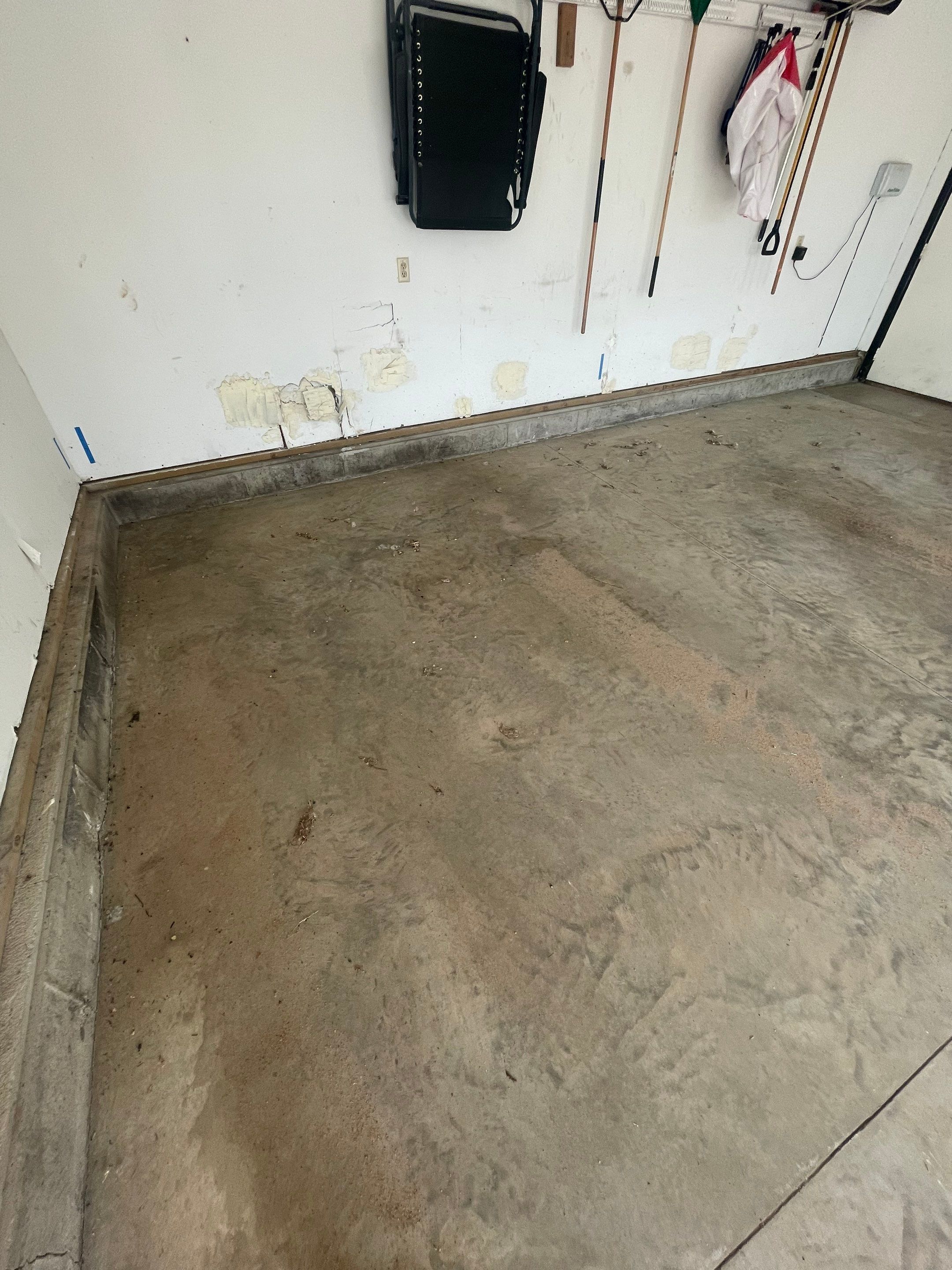 Hartford Residential Garage Floor Transformation With Decorative Chip Coating by Select Painting, Coatings & Garage Cabinets