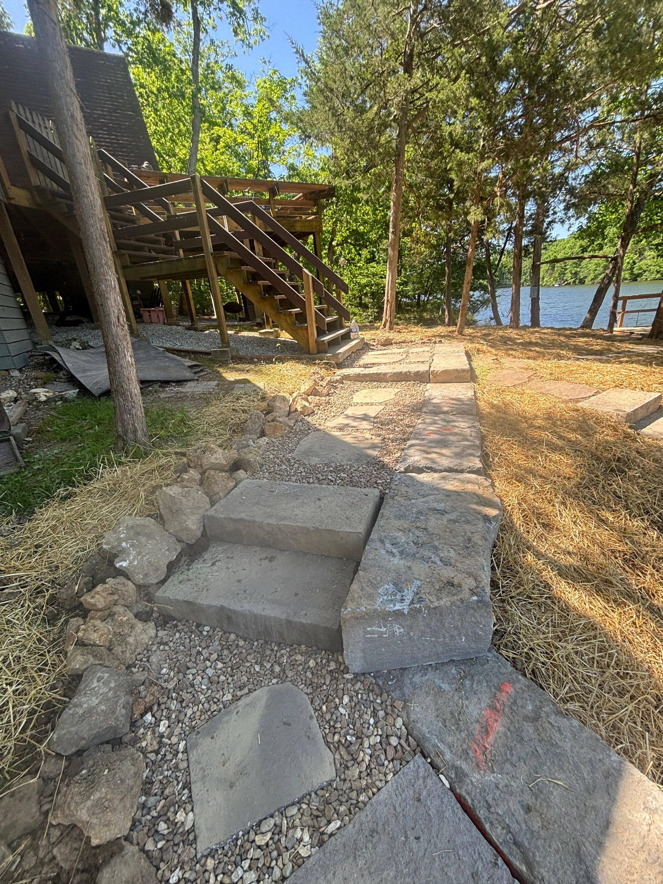 Lakeside Deck & Fire Pit by Loch Ness Landscaping, LLC