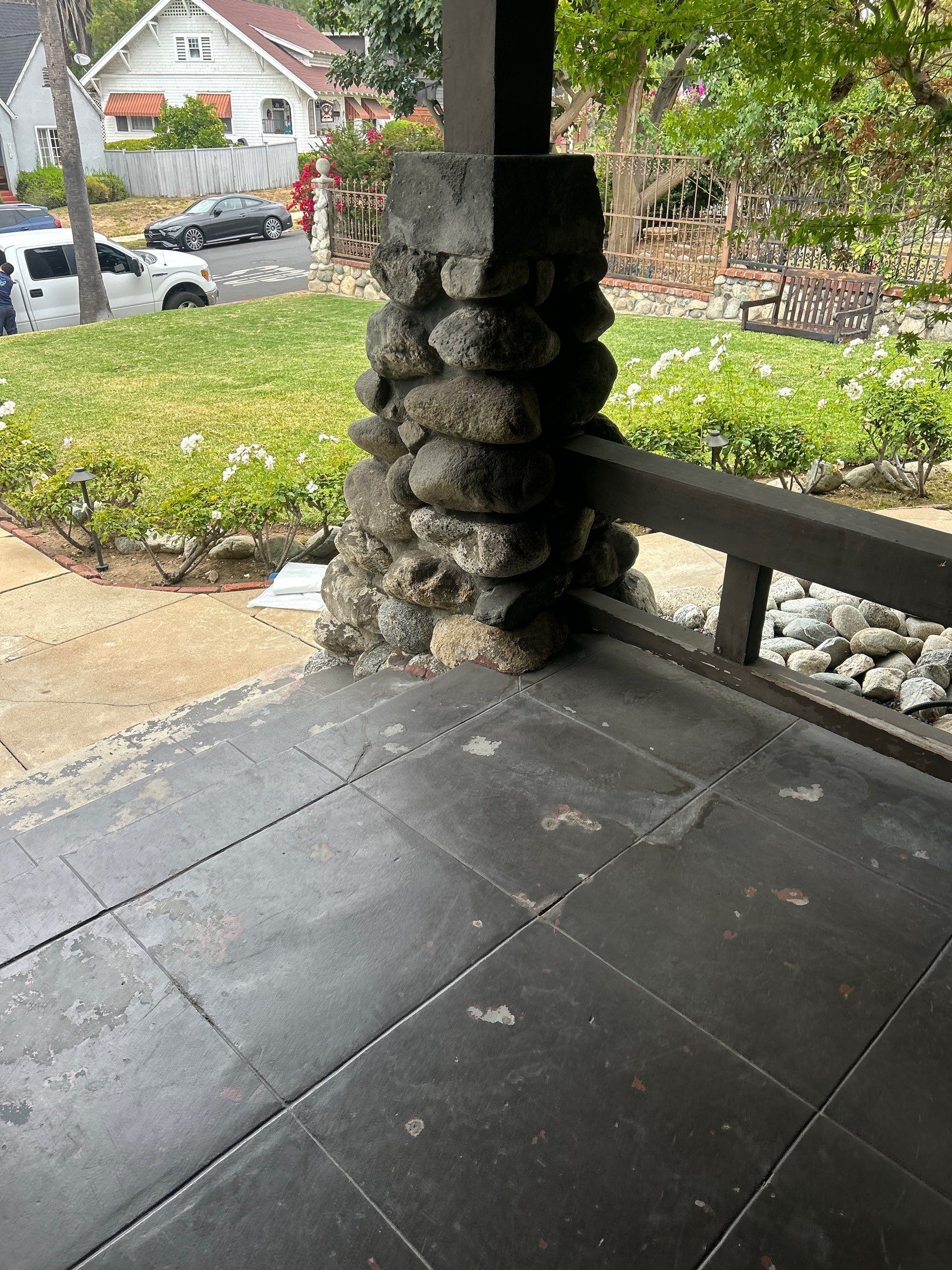 Sandblastig & Staining Front Concrete Porch In Los Angeles, CA by La Power Washing Inc