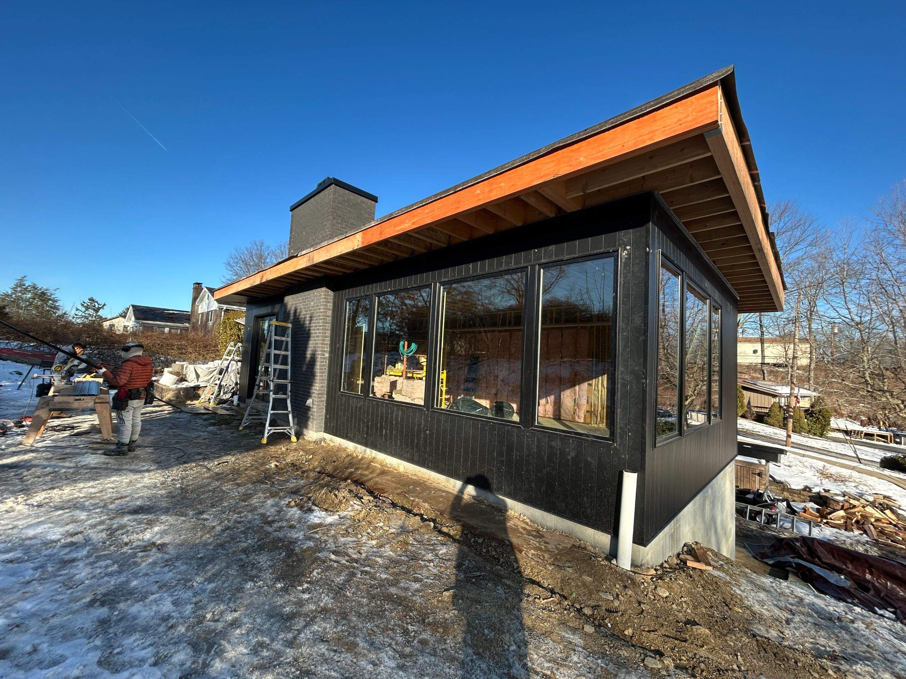 Modern Home Addition with Matte Black Siding in Pittsburgh by Ideal Siding Pittsburgh