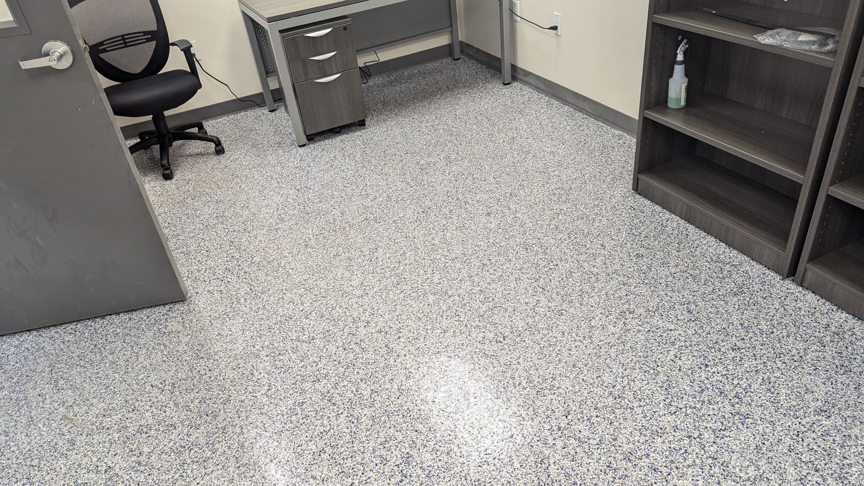 Commercial Floor Transformation using Aurora Accent W/Hypnotic Blue by Croc Coatings, LLC