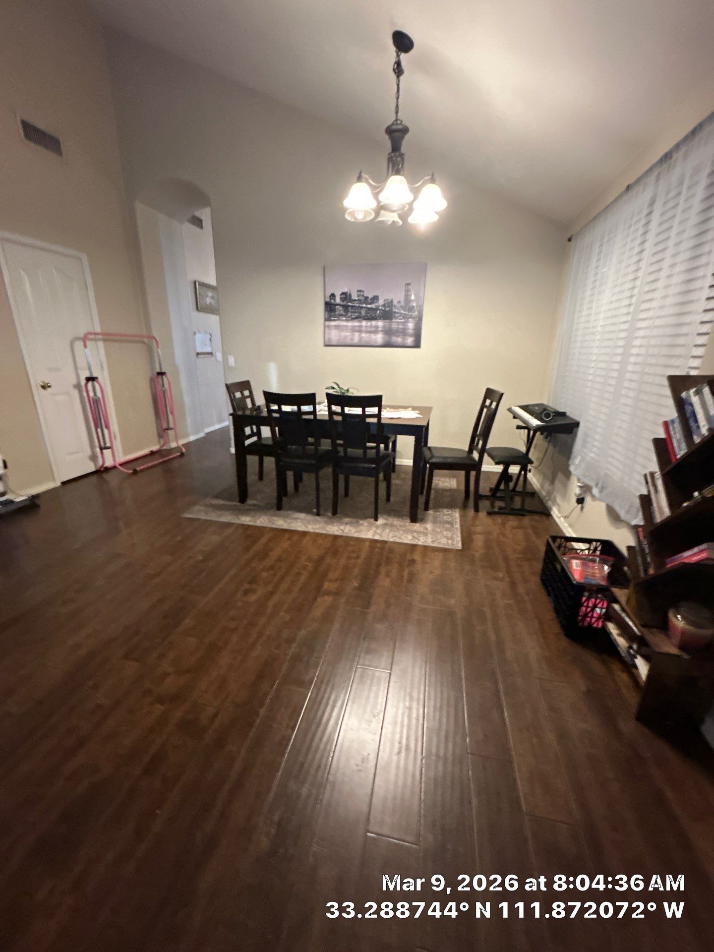 Interior Dining Room Renovation with Dark Wood Flooring by CompanyCam Sales Demo