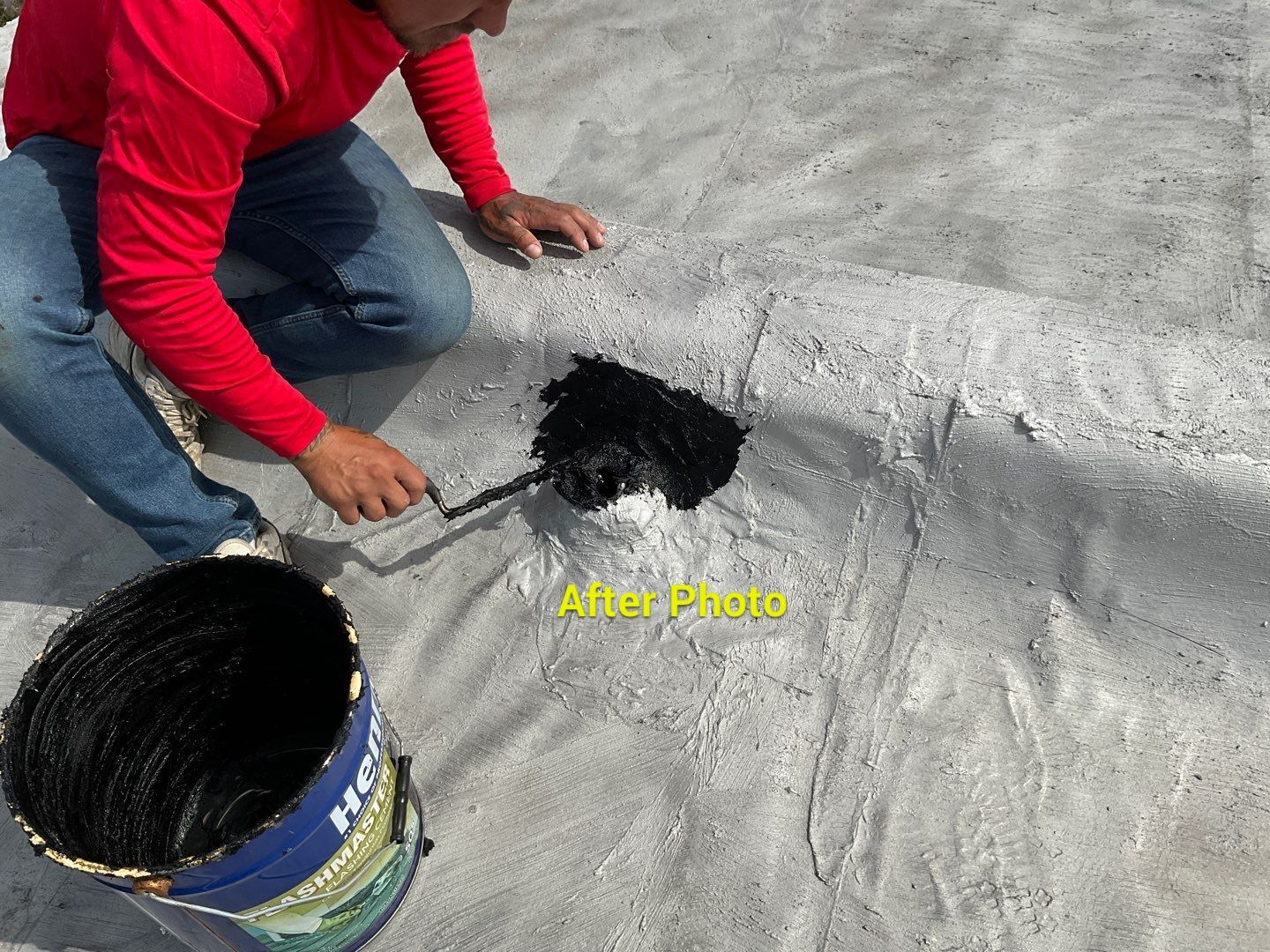 Residential Roofing Repair using Mule-Hide 221 Wet/Dry Roof Cement by Alpha Design Services