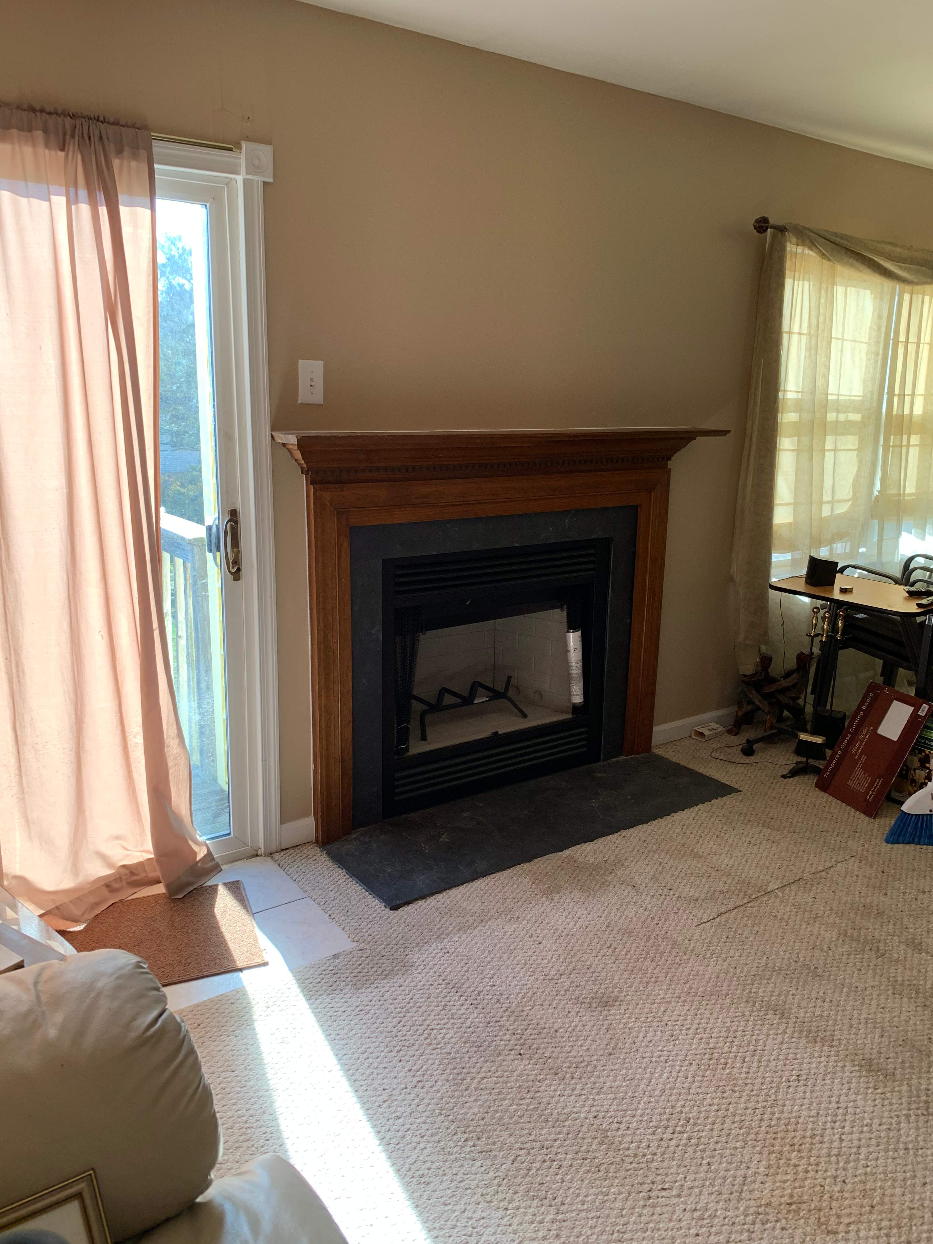 Wood Fireplace + Slate + Mantel by Premier Chimney and Roofing