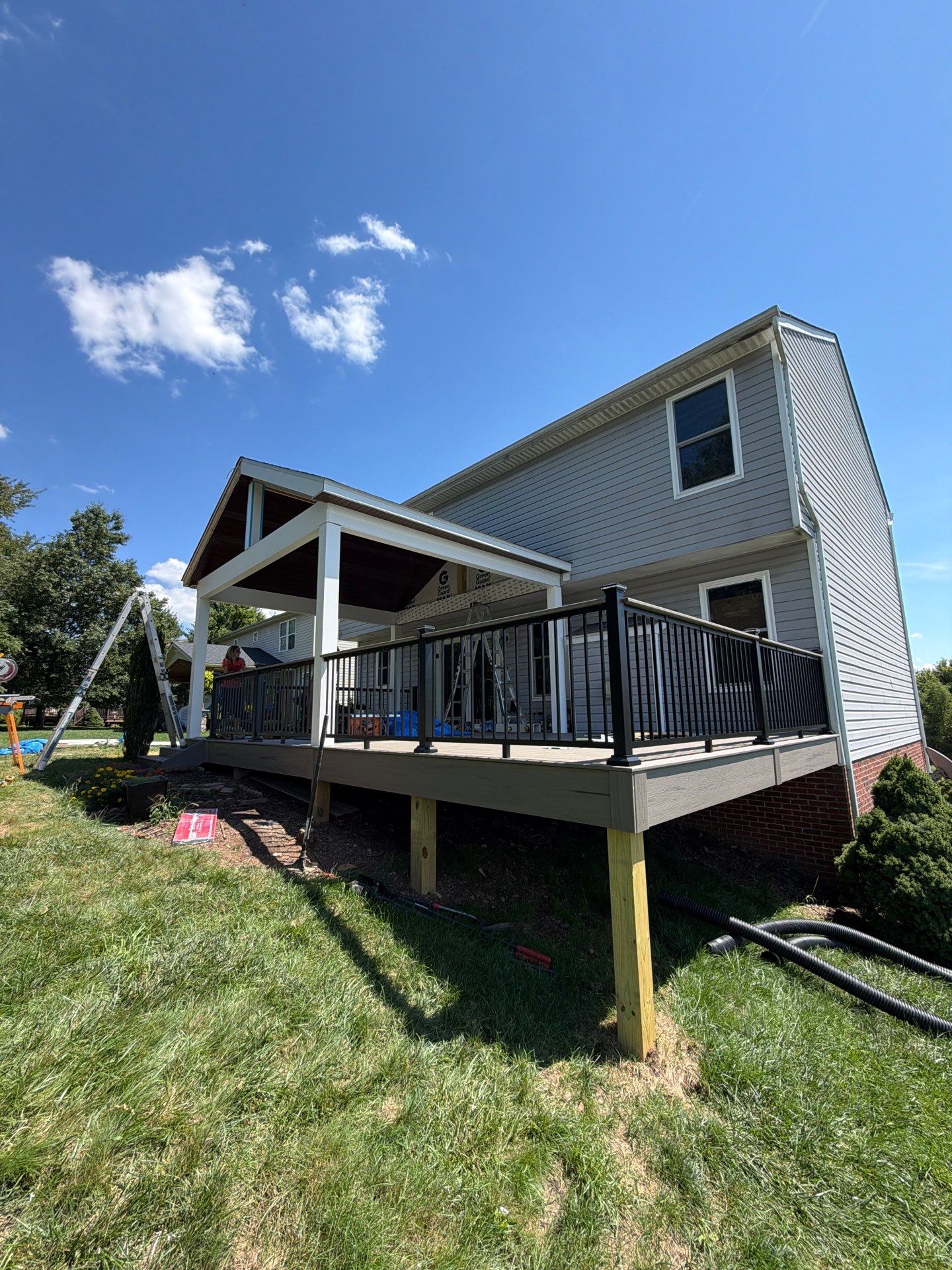 Custom Composite Deck Build with Gabled Roof in Jefferson Hills by Cousins Roofing Siding & Decks