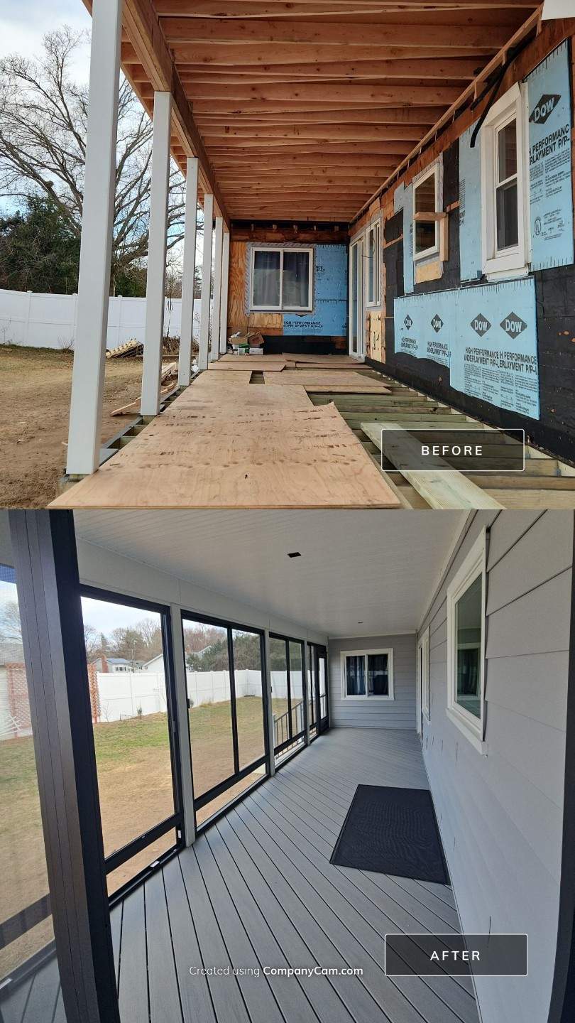 Porch remodel with Summer Space Enclosure by DiGiorgi Roofing and Siding Inc