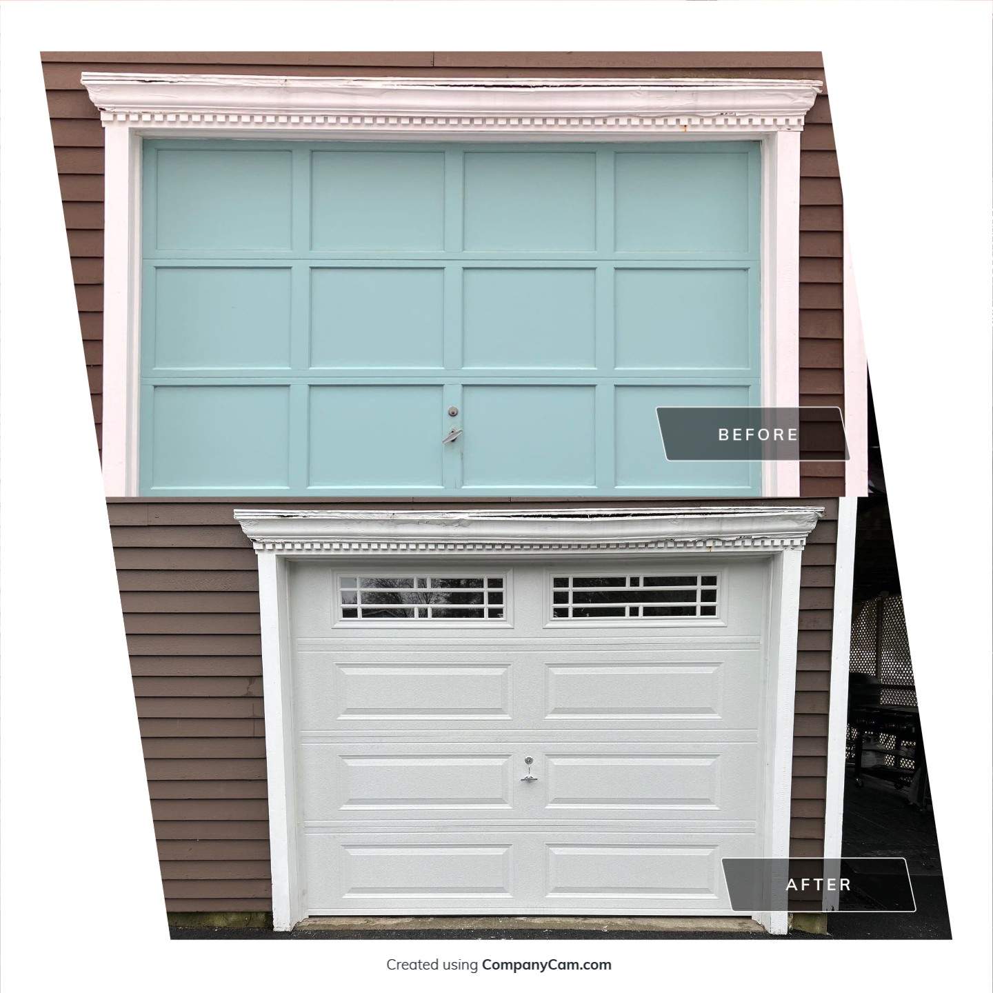 Refined Garage Door Upgrade with Modern Finish by DiGiorgi Roofing and Siding Inc